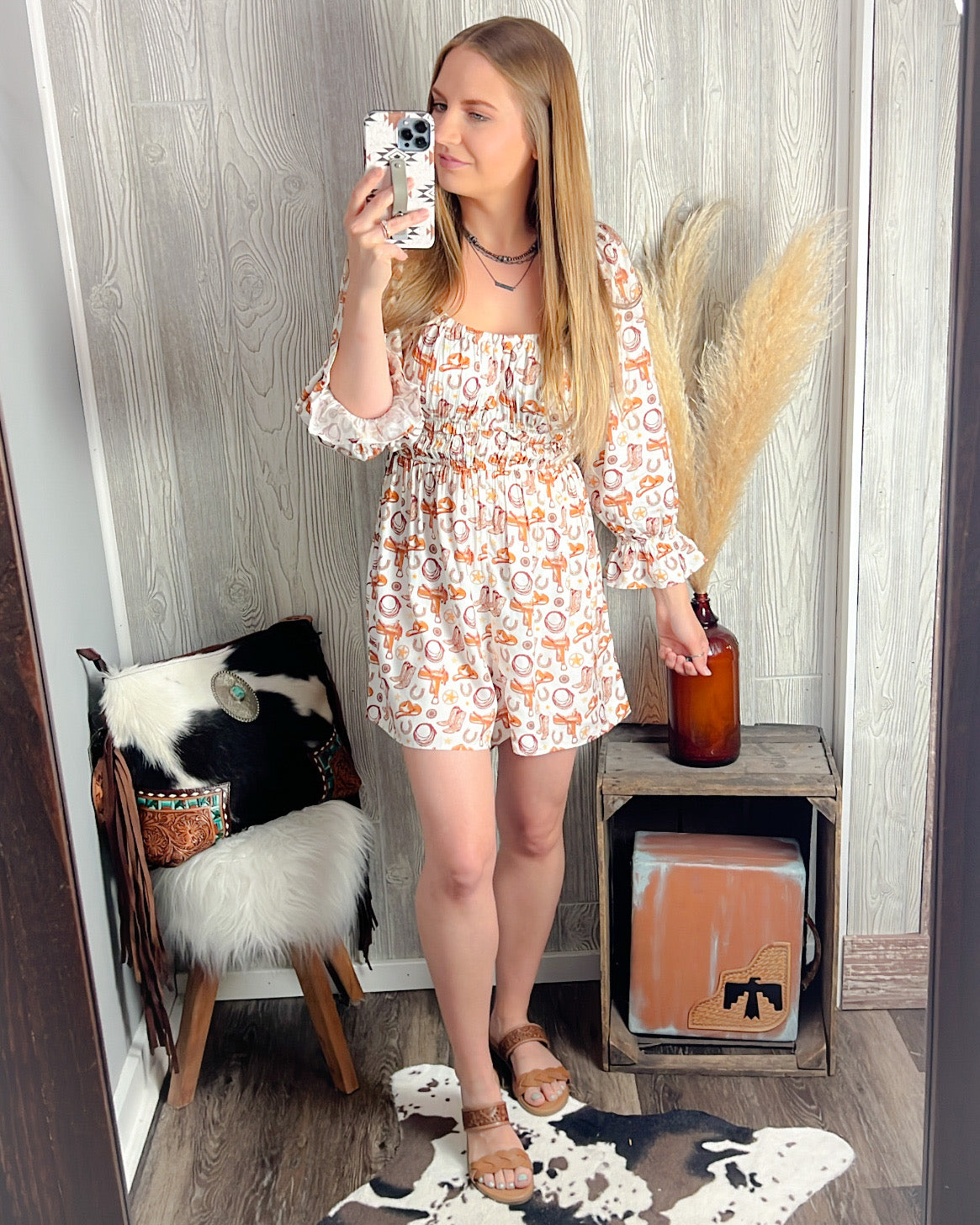 Howdy Darlin' Western Print Romper