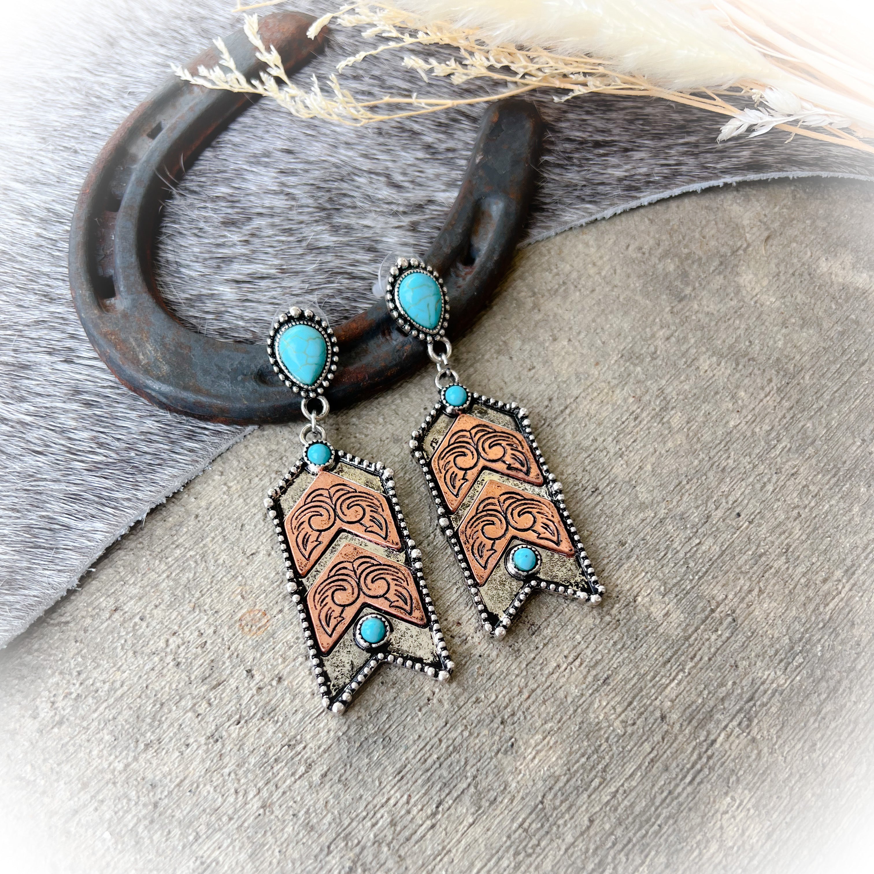 modern earrings for western dresses Fancy Cowgirl Filigree Western Earrings