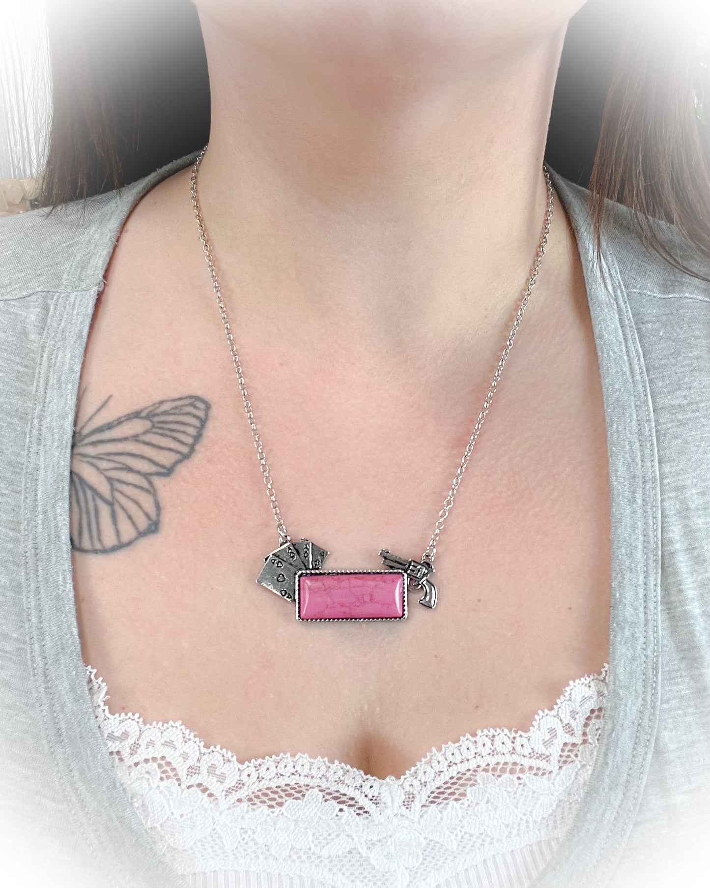 Hold Your Cards Necklace - Pink