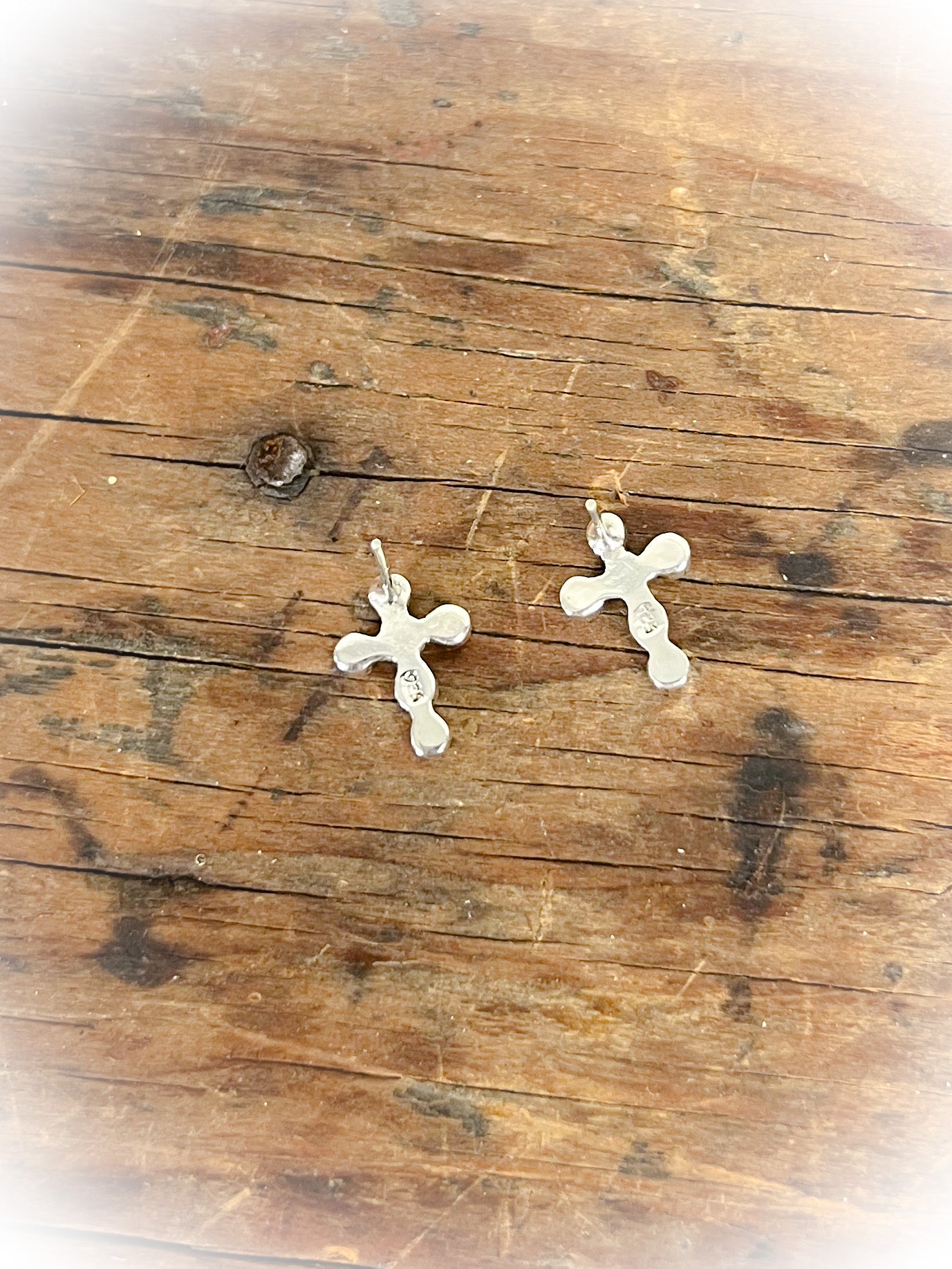 Cross Earrings - Sterling Silver & Authentic Turquoise