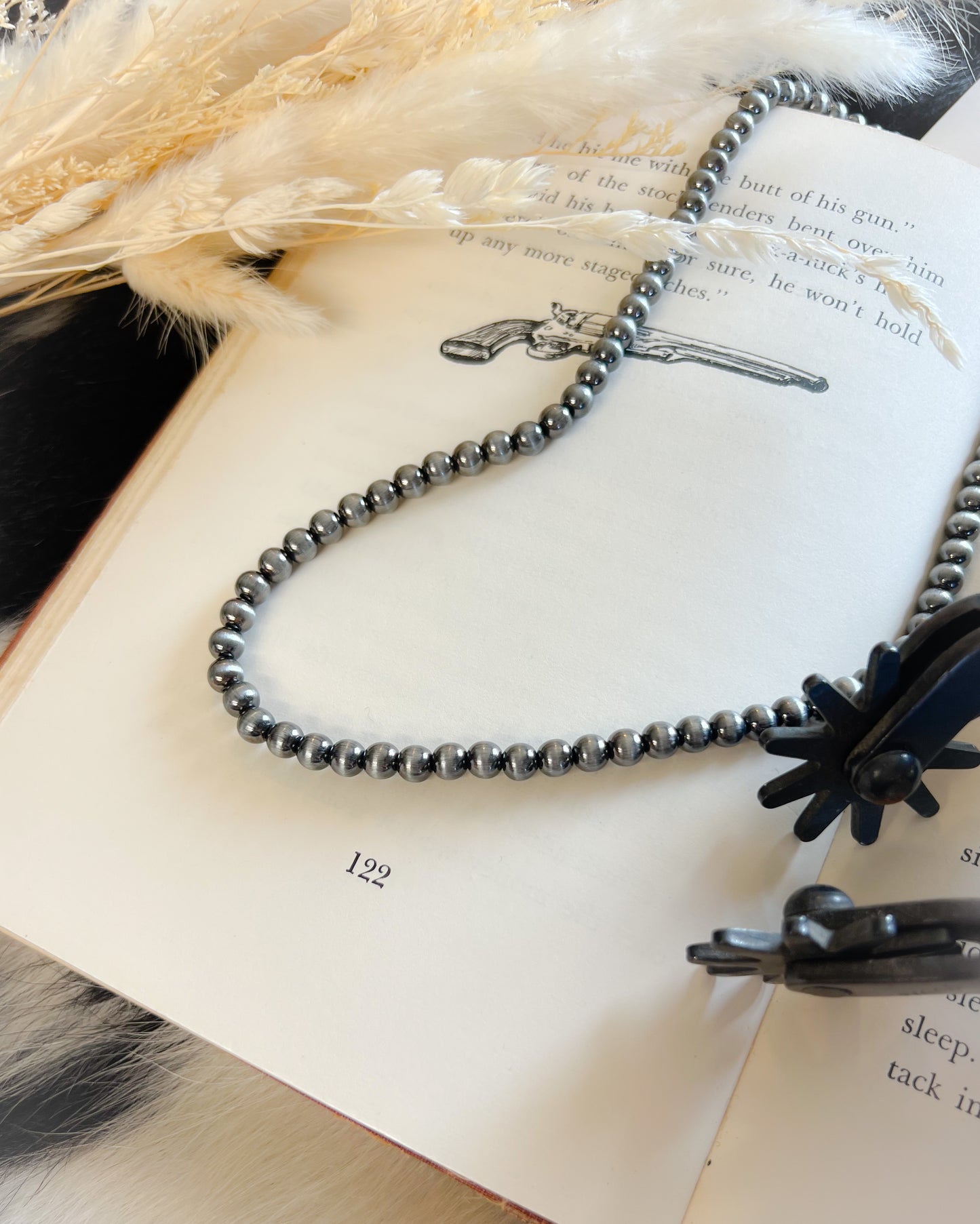 Navajo Style Pearl Necklace - 6mm - 19" - Multiple Colors