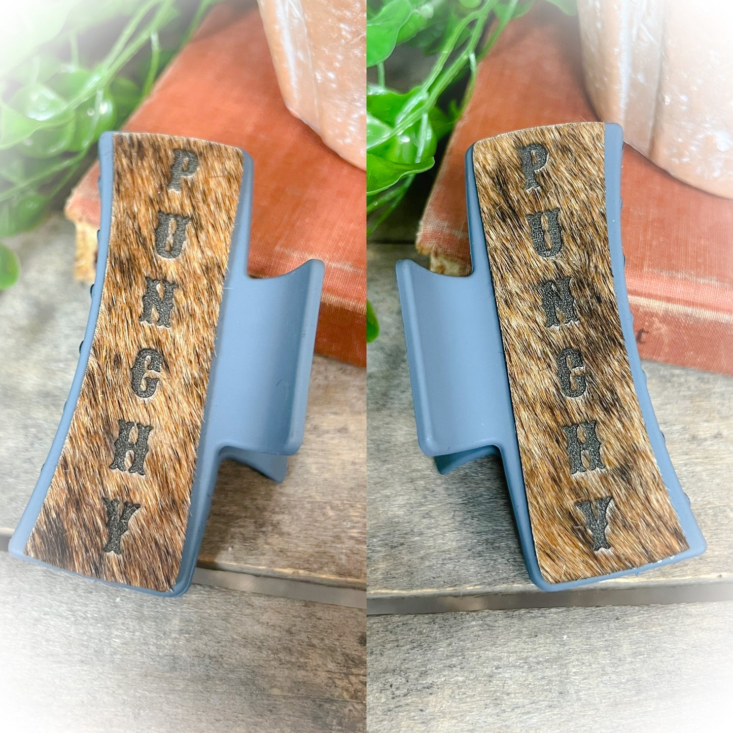 Punchy Cowhide Claw Clips