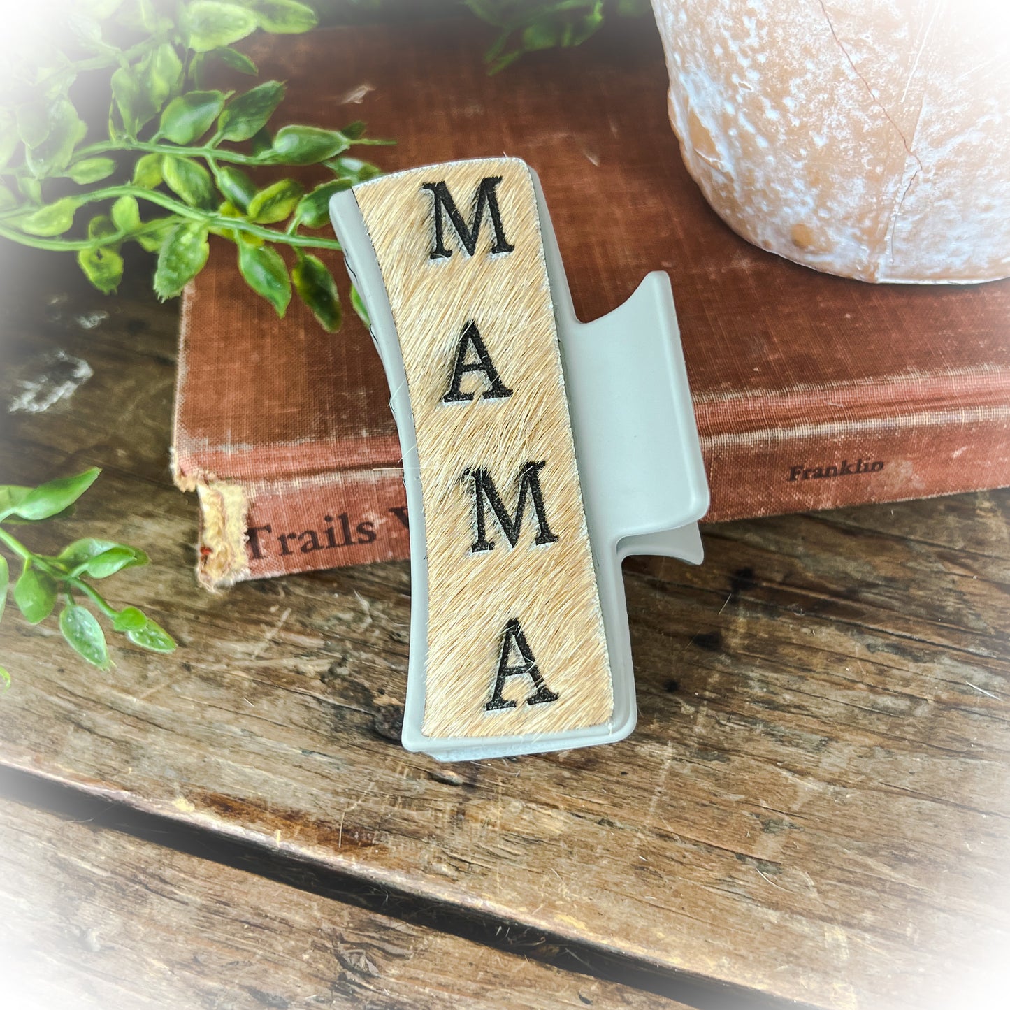 Mama Western Cowhide Claw Clips