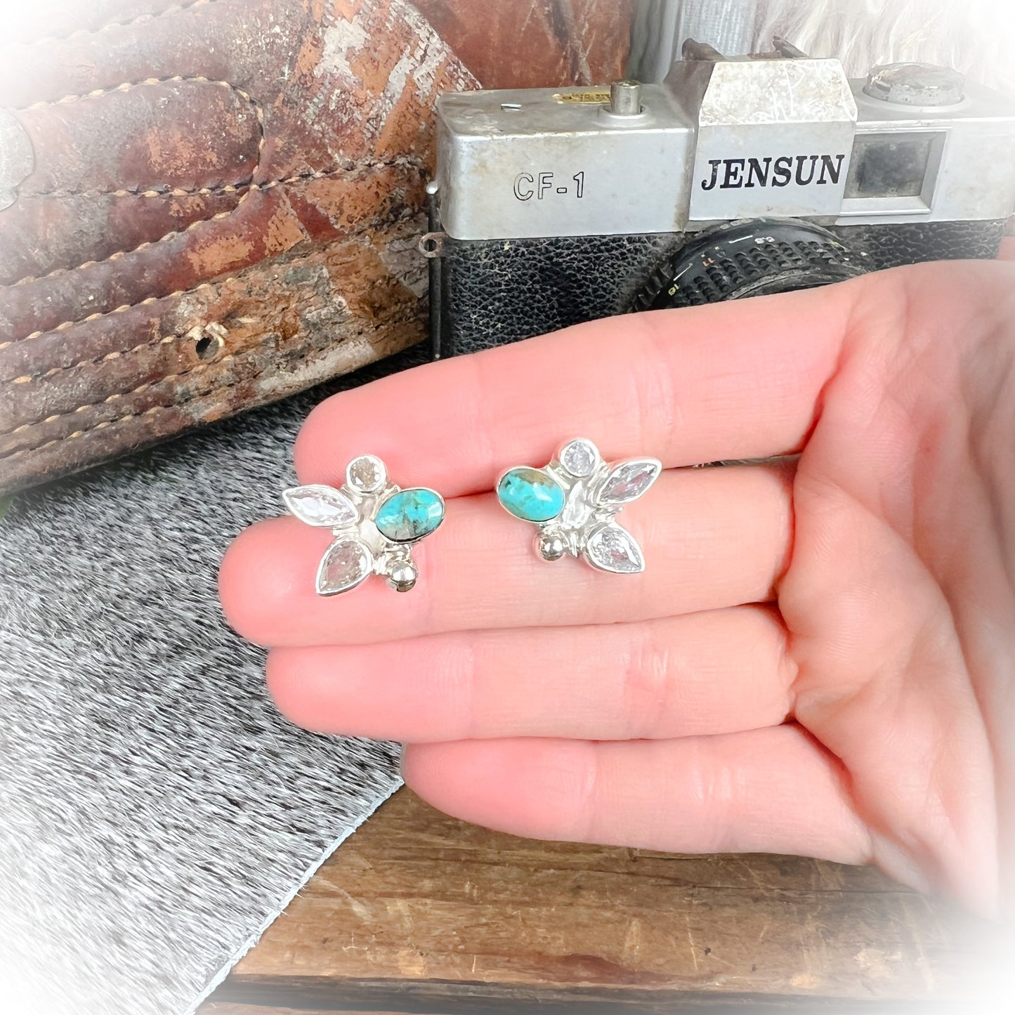 Aurora Earrings - Sterling Silver & Authentic Turquoise