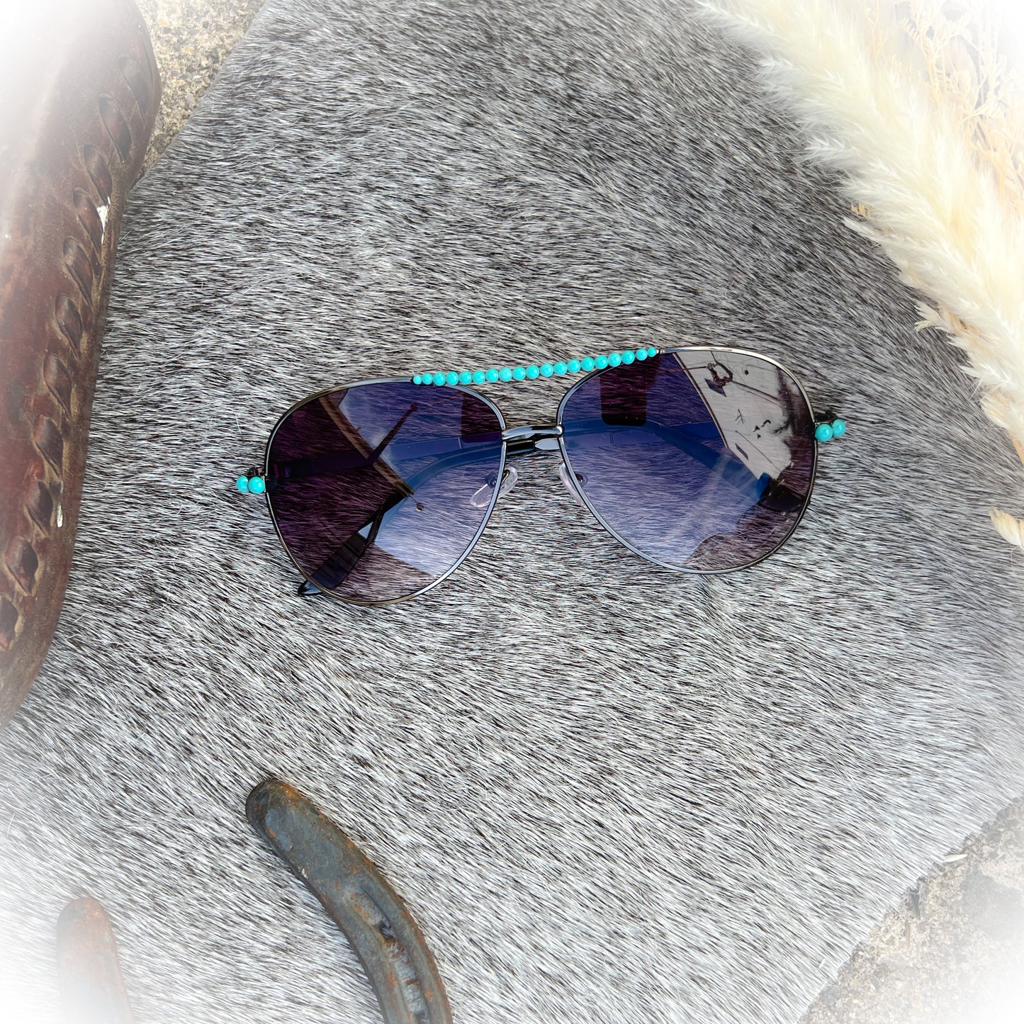 Aviator Western Boho Turquoise Stone Sunglasses