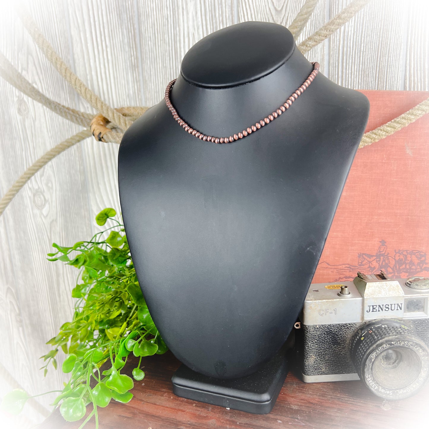 Rebel Cowgirl Navajo Style Pearl Necklace - 4mm - 16" - Bronze