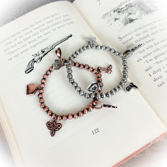 Western Style Charm Stretch Bracelet - Silver