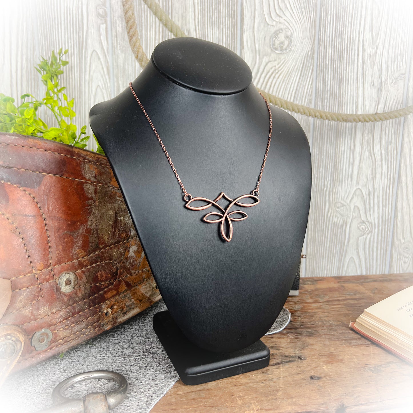 All Laced Up Boot Stitch Necklace - Bronze