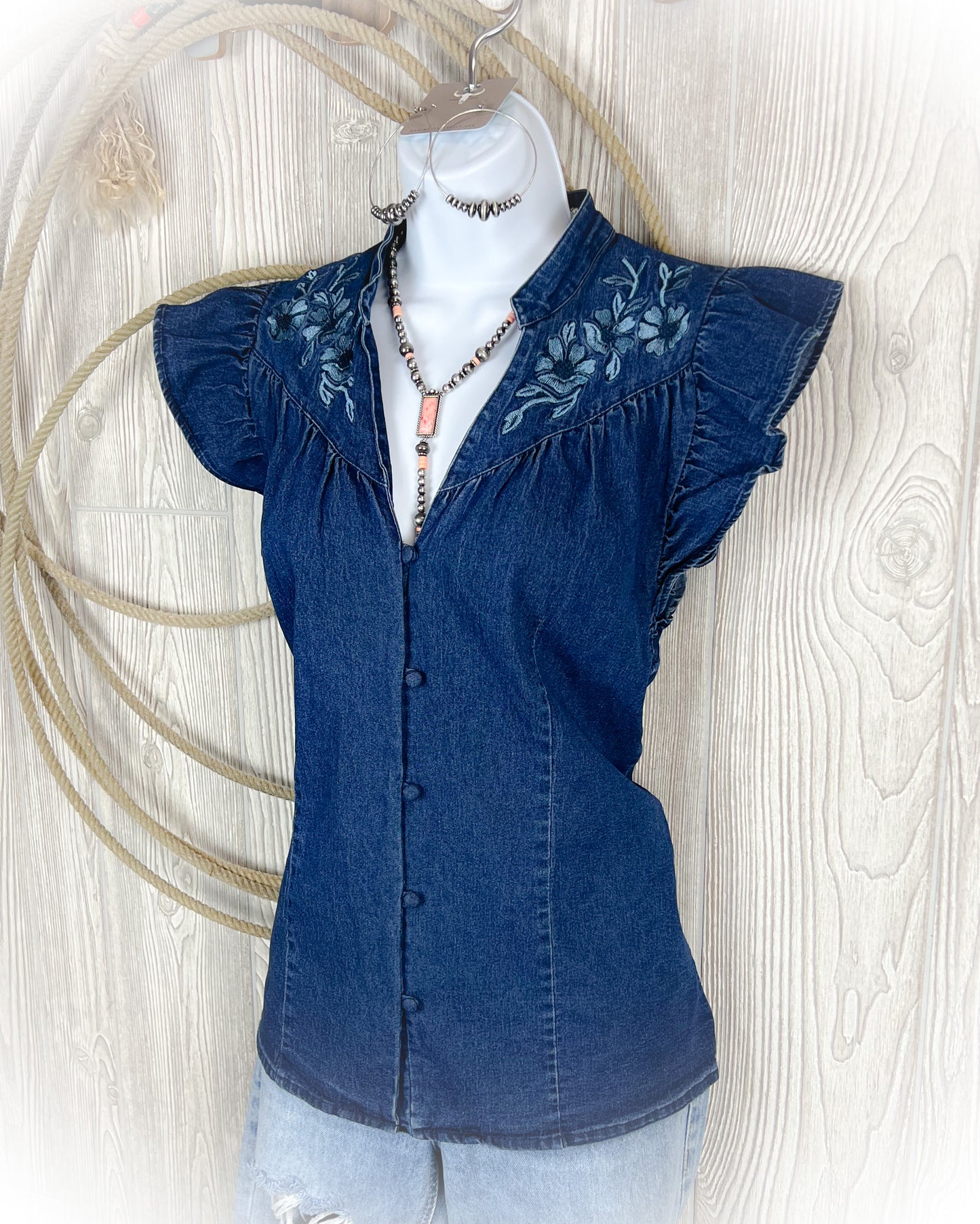 Modest Flutter Sleeve Western Top