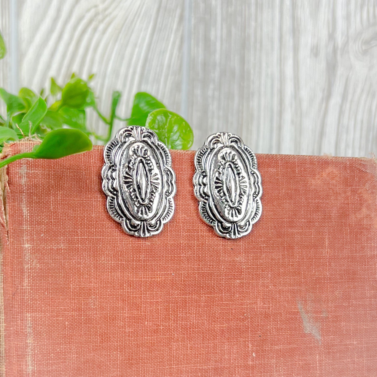 Again Western Textured Stud Earrings