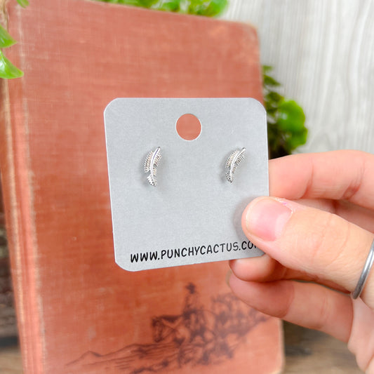 Feather Stainless Steel Flat Back Stud Earrings