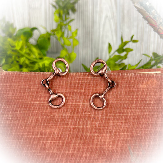 Horse Snaffle Bit Stud Earrings - Bronze