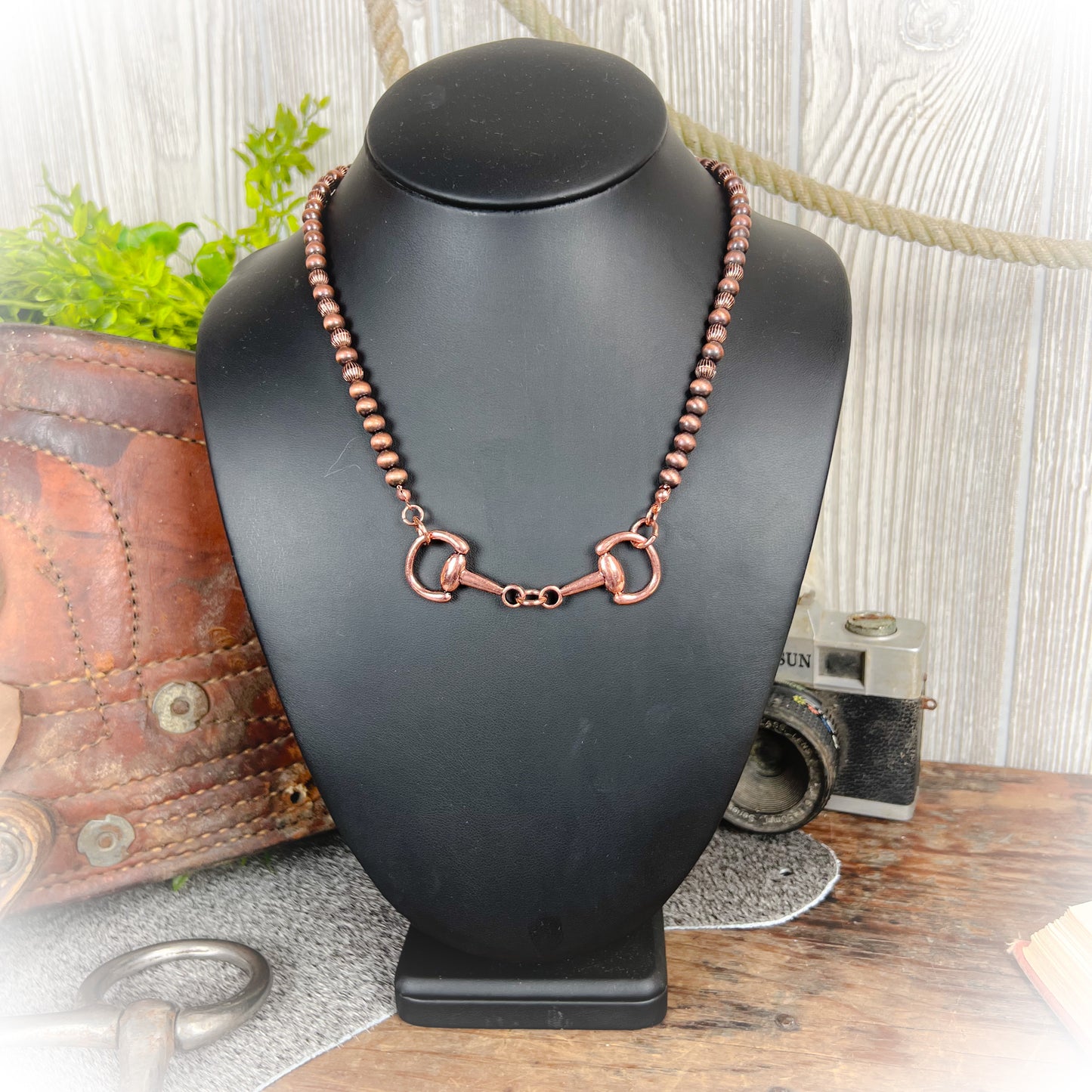 Western Broken Horse Bit Necklace - Bronze