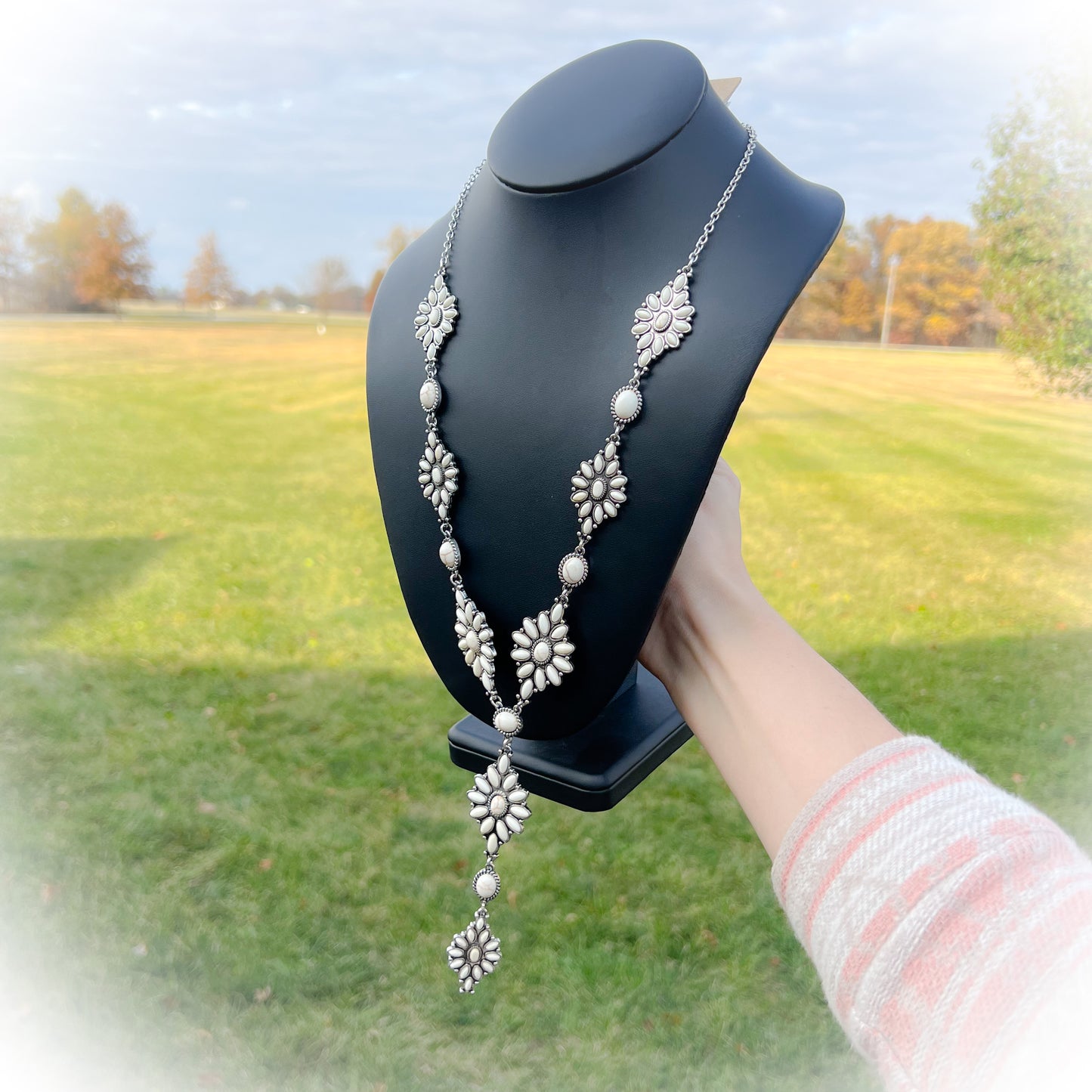 Drifter Western Lariat Necklace - White