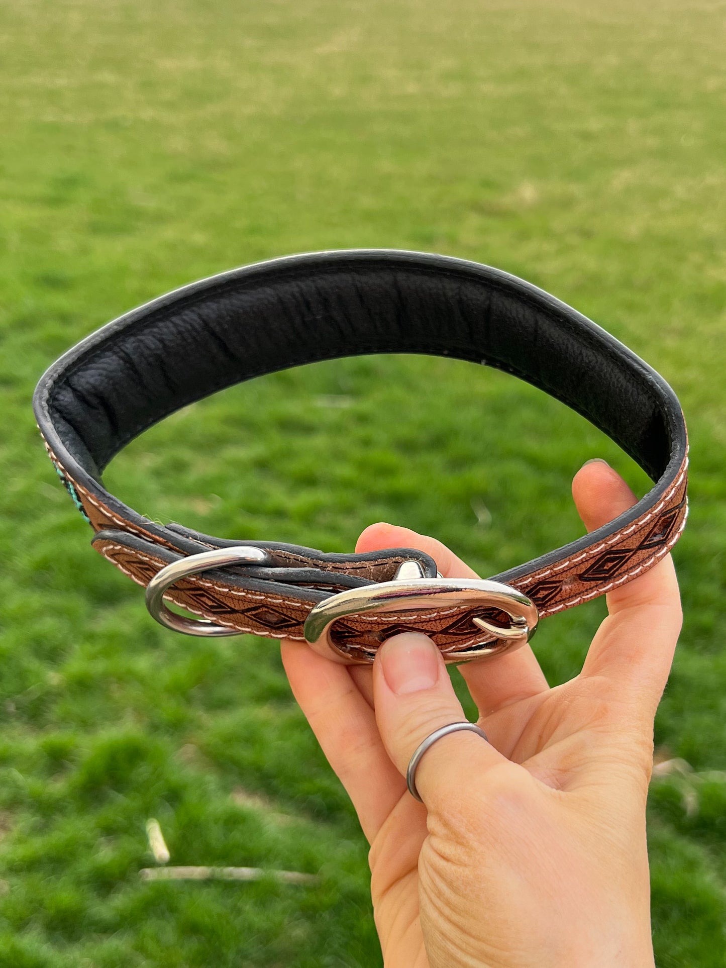 Beaded Leather Dog Collar