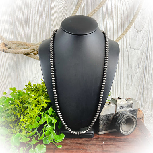 Rowdy Navajo Style Pearl Necklace – 4mm – 18"