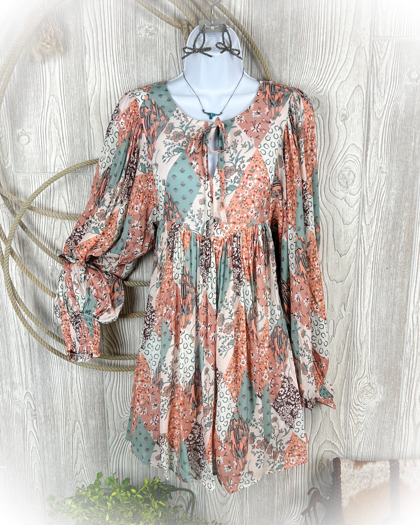 Patchwork Print Mini Dress