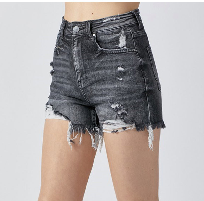 Abby High Rise Risen Shorts - Black