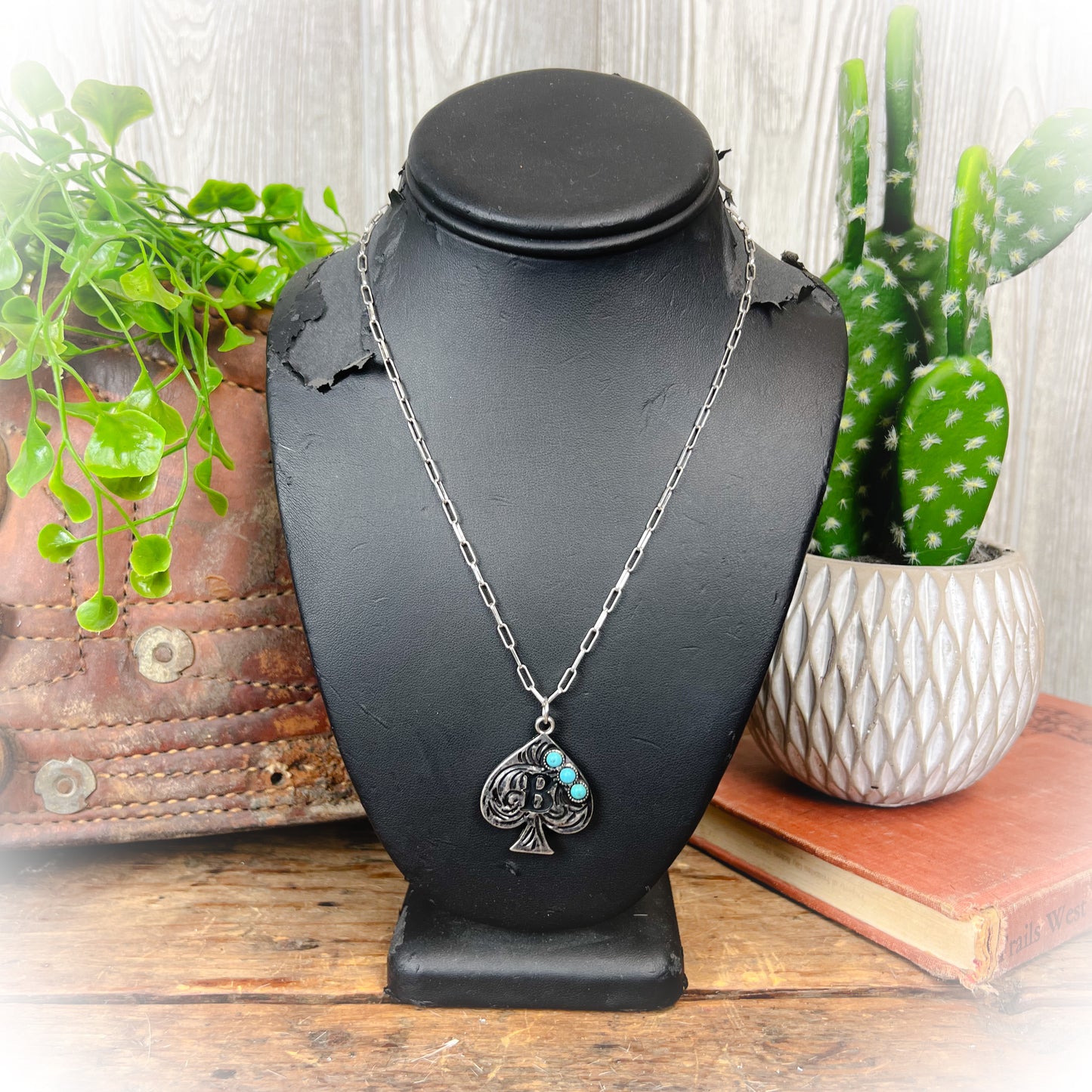 Western Spade Initial Necklace