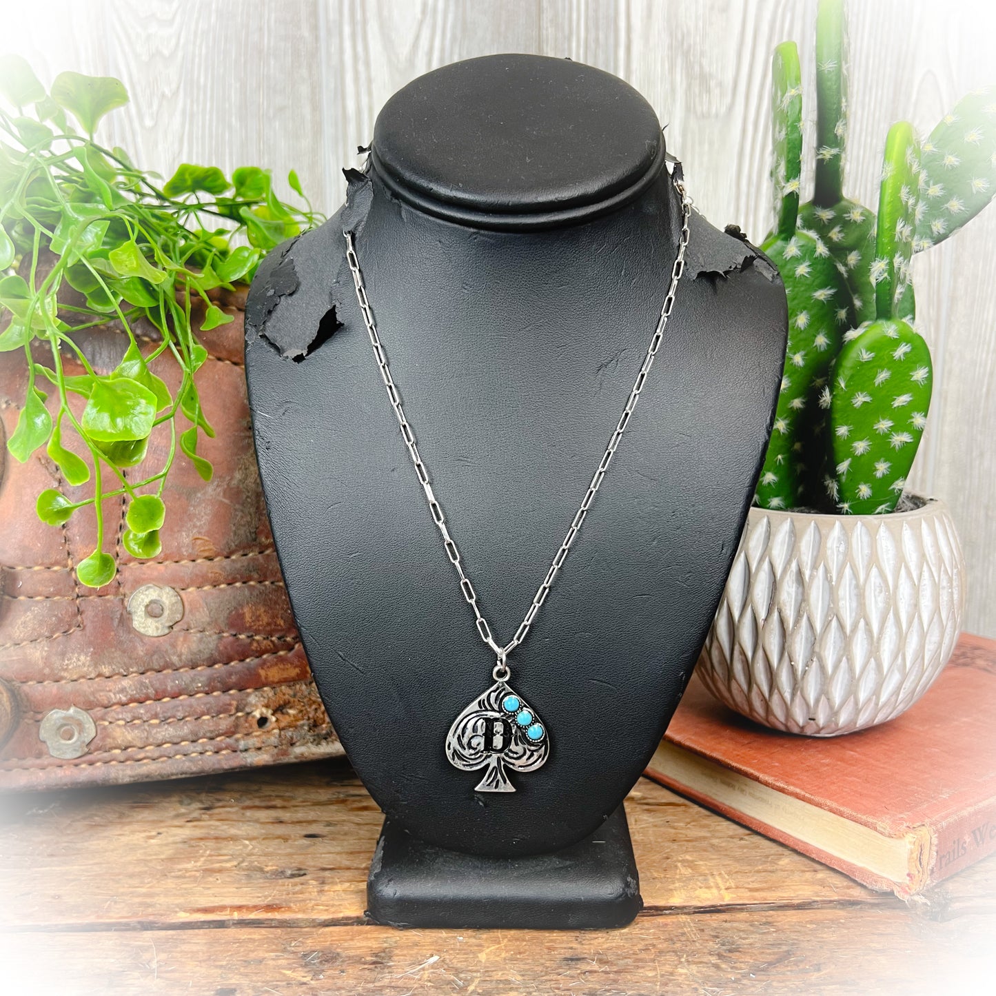 Western Spade Initial Necklace