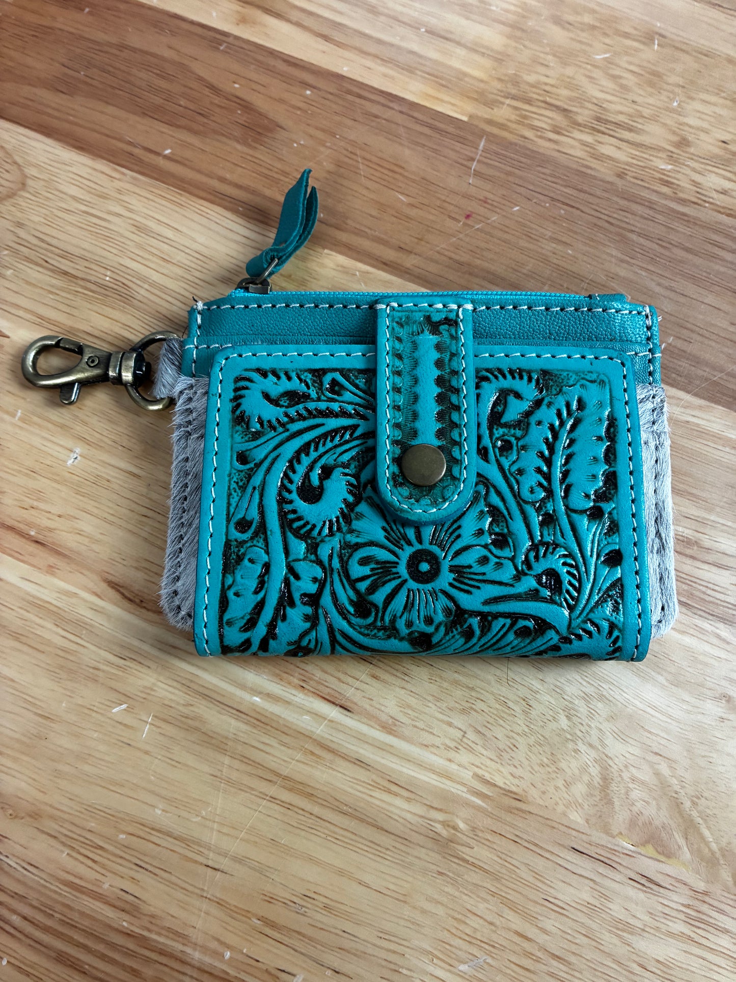 Turquoise & Cowhide Cardholder