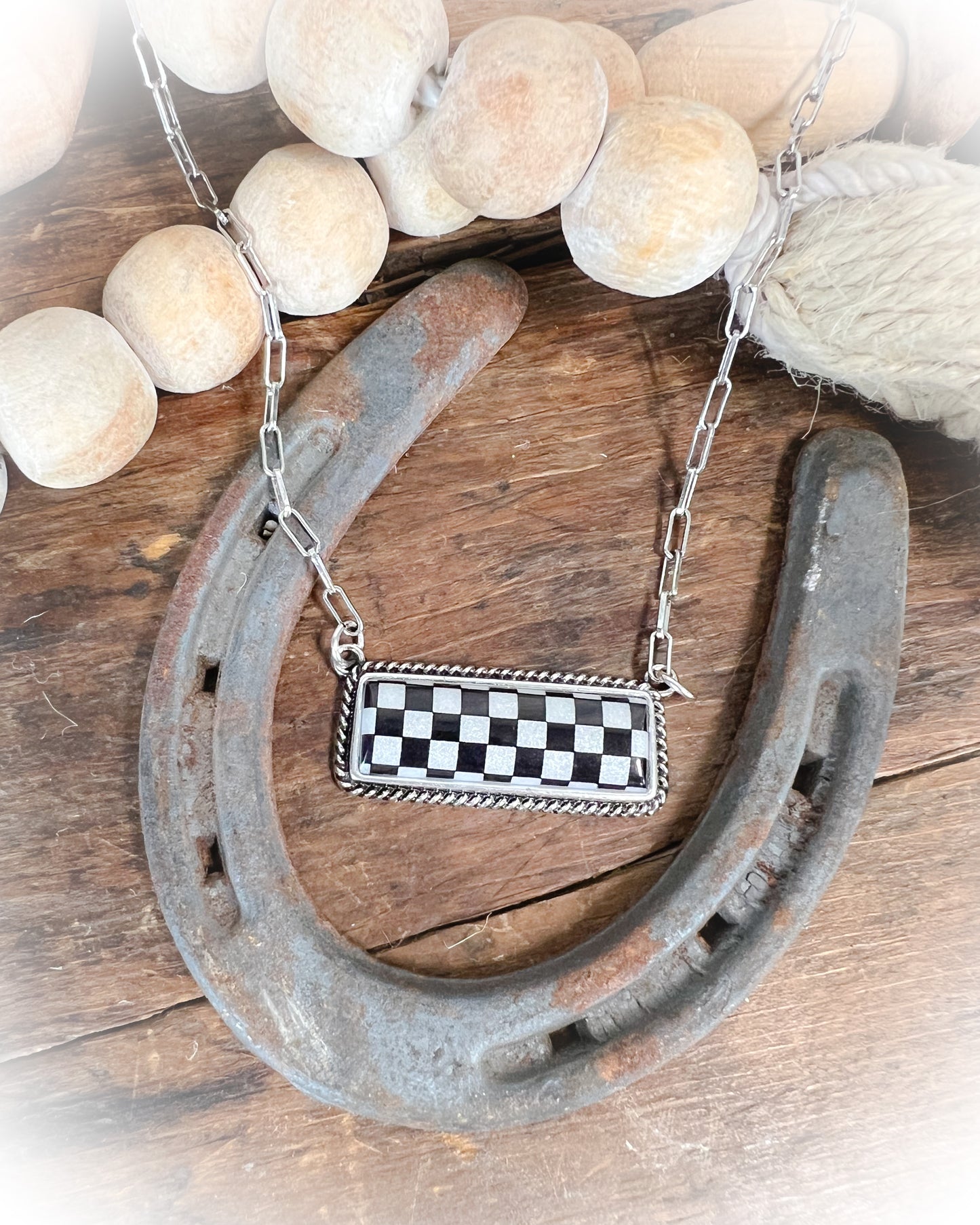 checkered stone bar necklace | Punchy Cactus | Western Boutique | Western Jewelry | Western Necklace