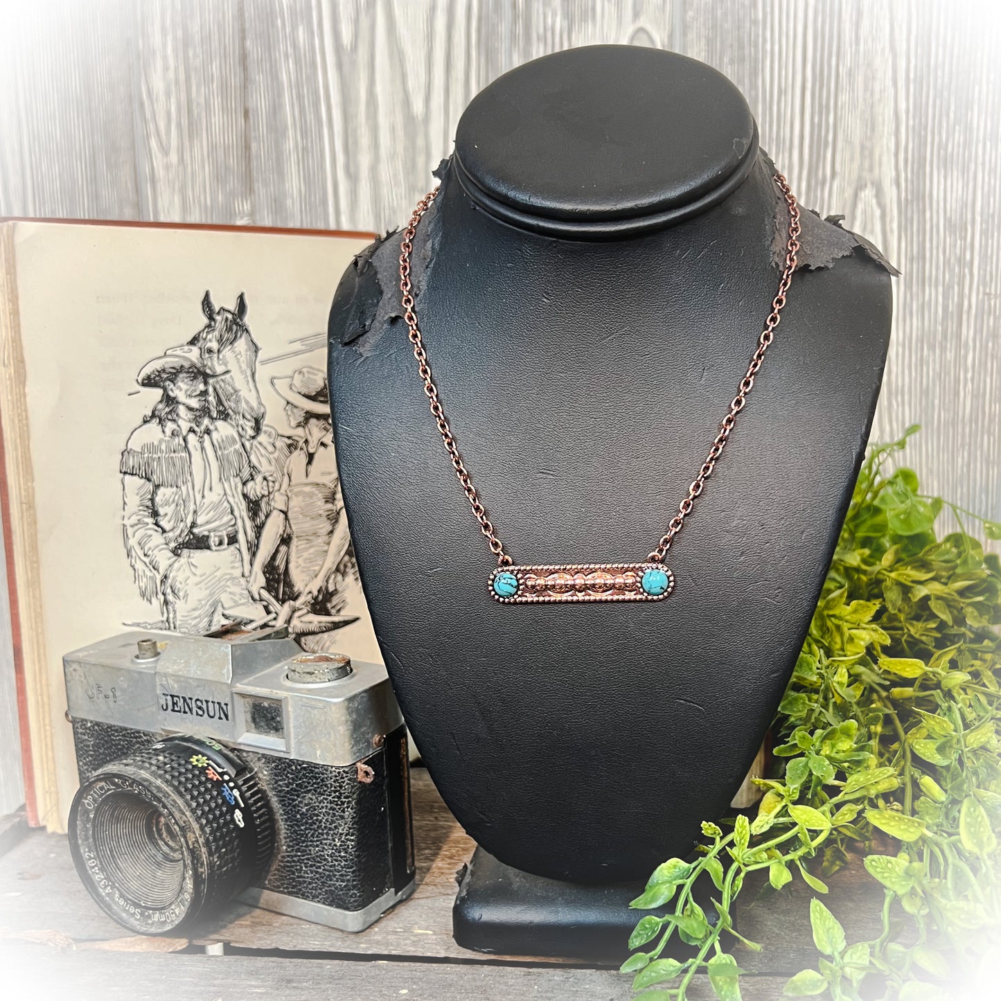 Concho Iron Bar Necklace - Bronze
