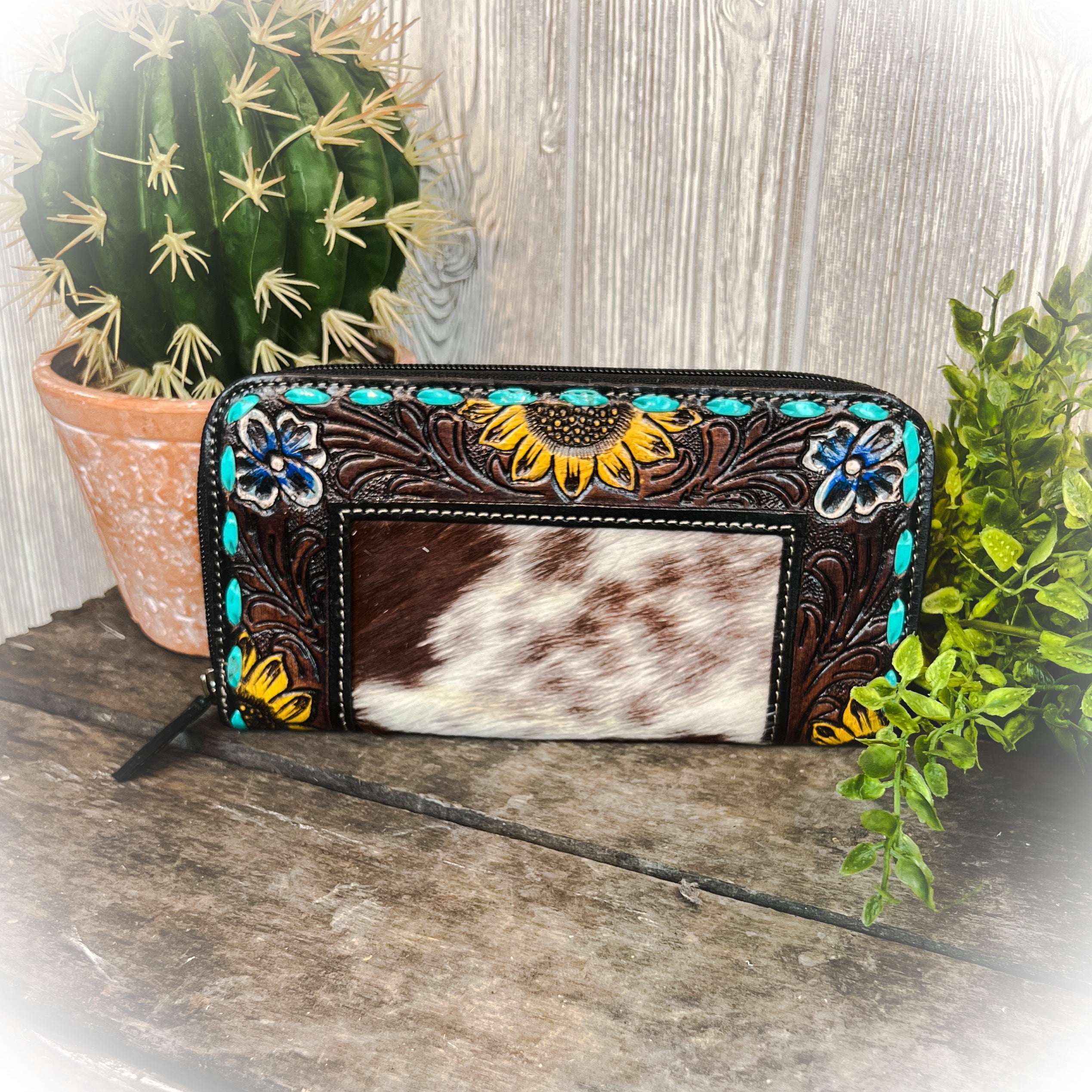 Punchy Cactus Cowhide Purse