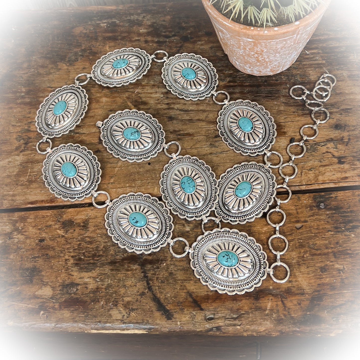 Western Concho Belt - Turquoise