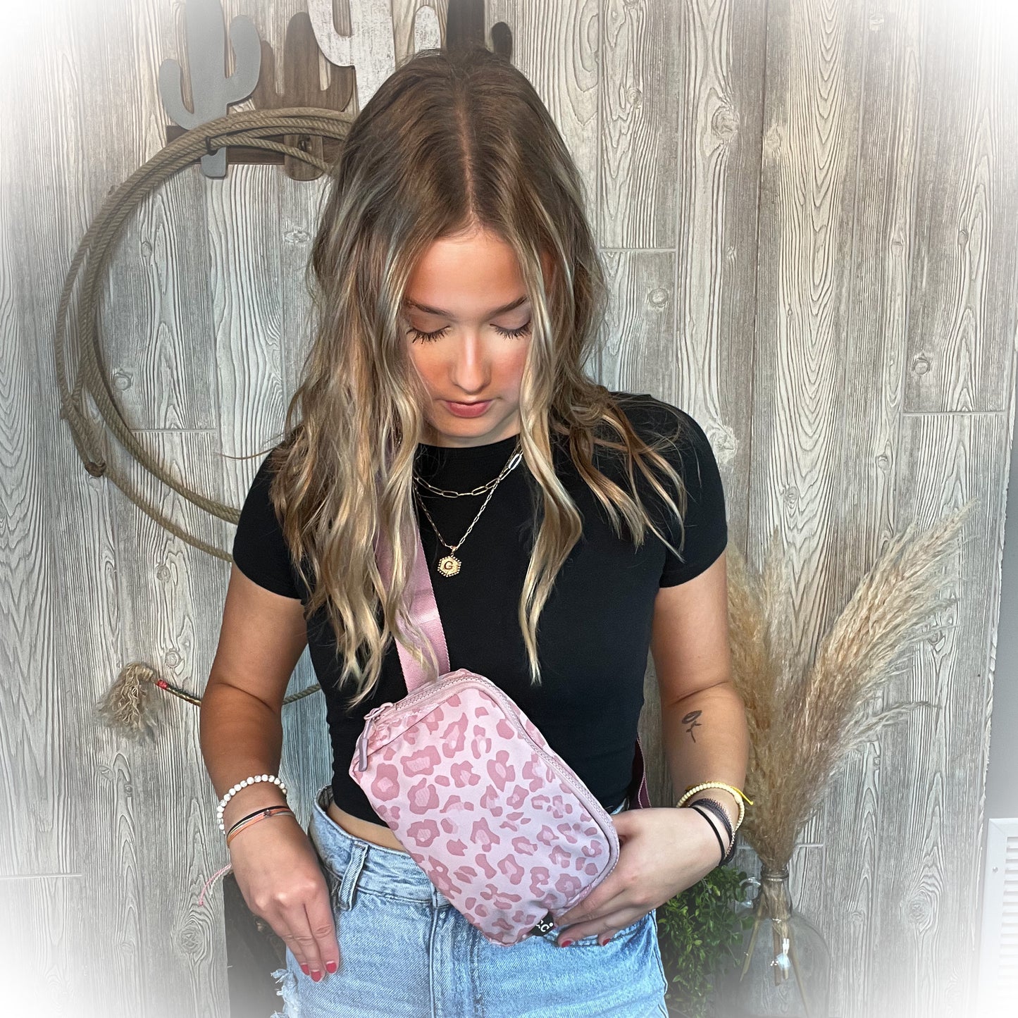 Cheetah Print Belt Bag - Rose Pink