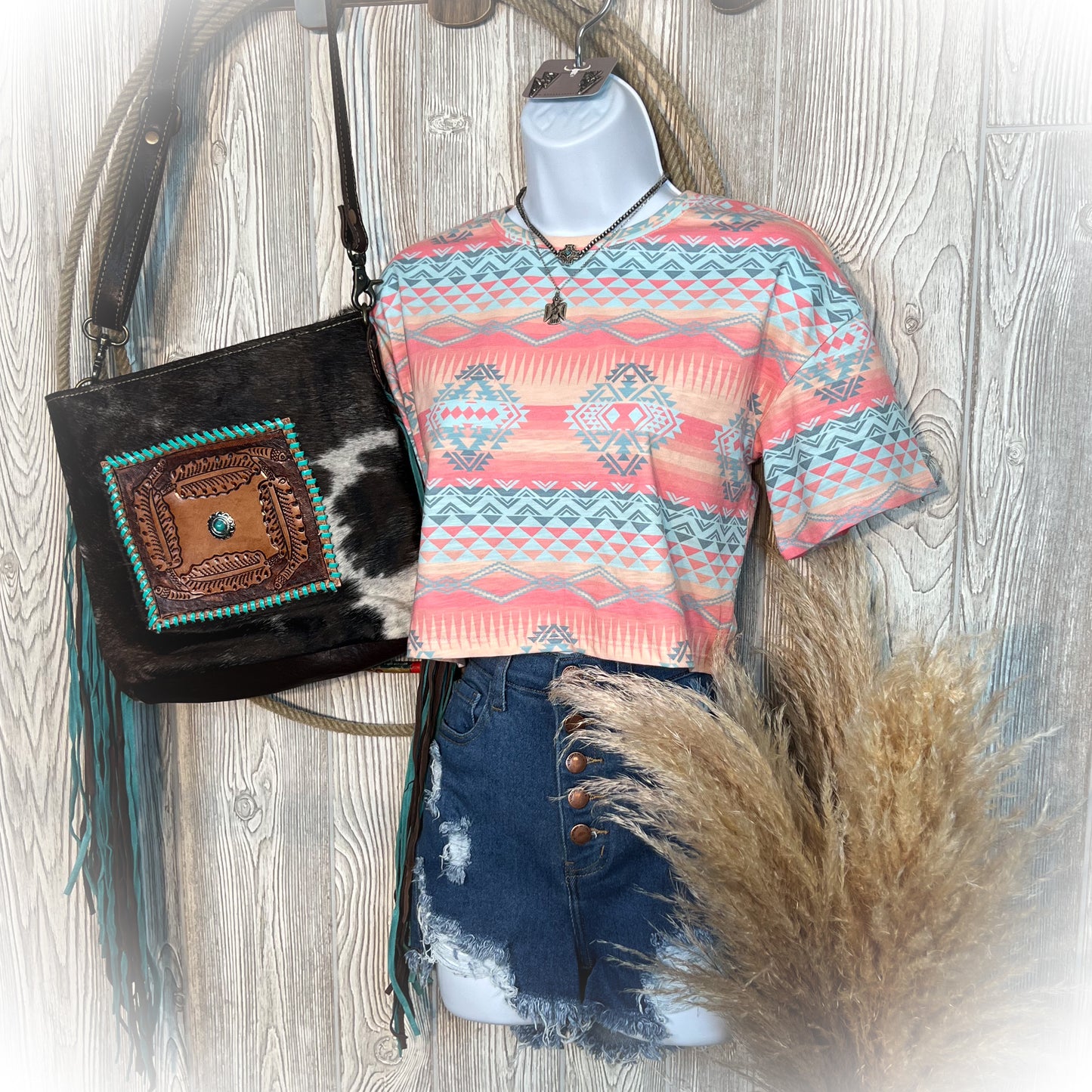 Show Off Aztec Cropped Tee