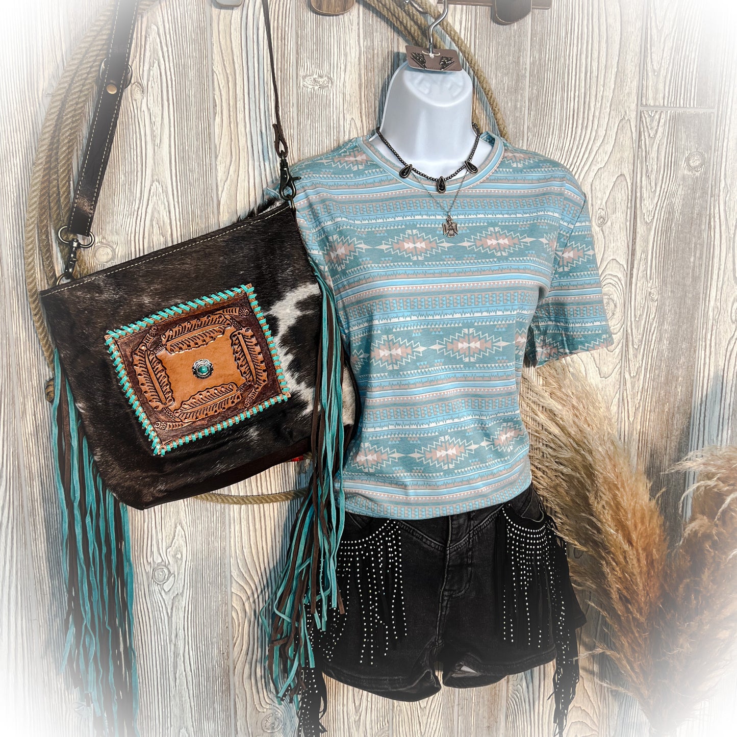 All Over Aztec Tee - Aqua