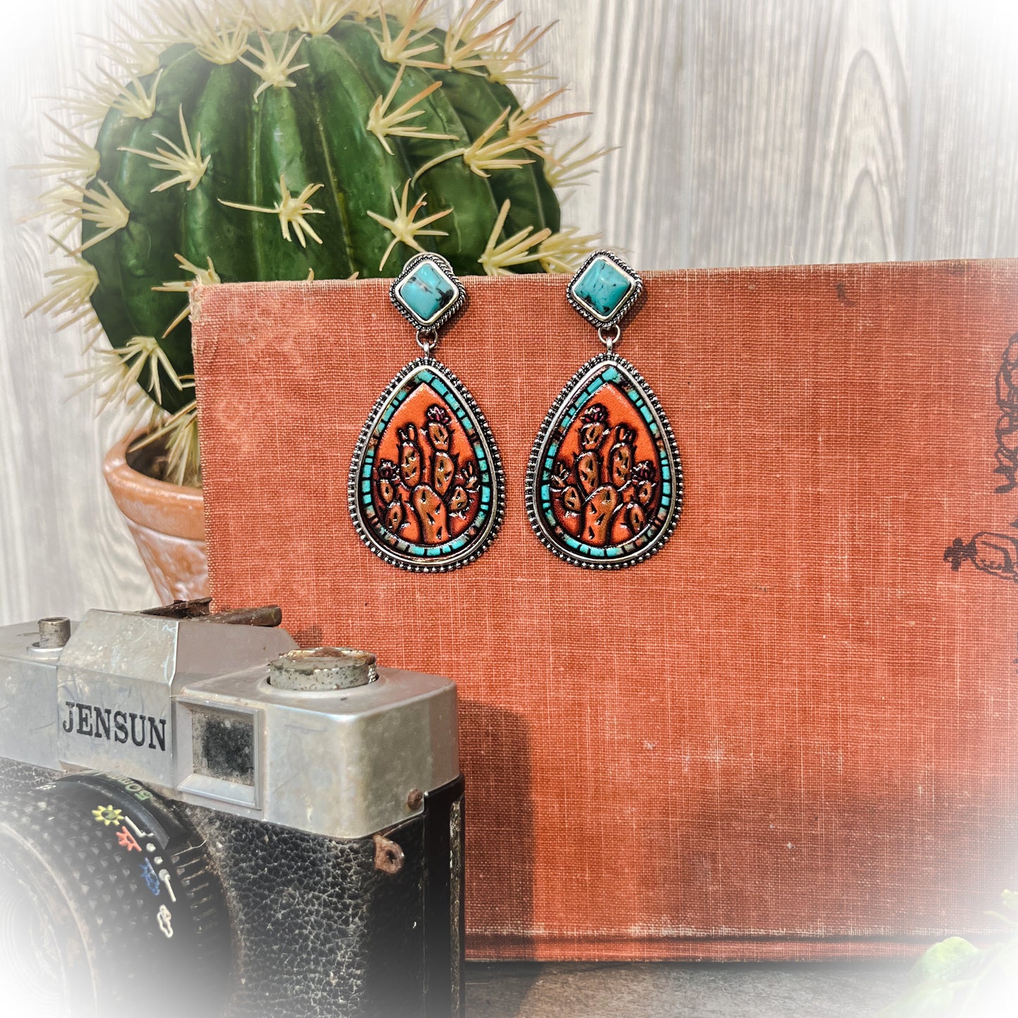 Cactus & Turquoise Dangle Earrings