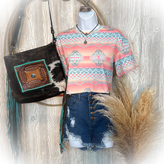 Show Off Aztec Cropped Tee