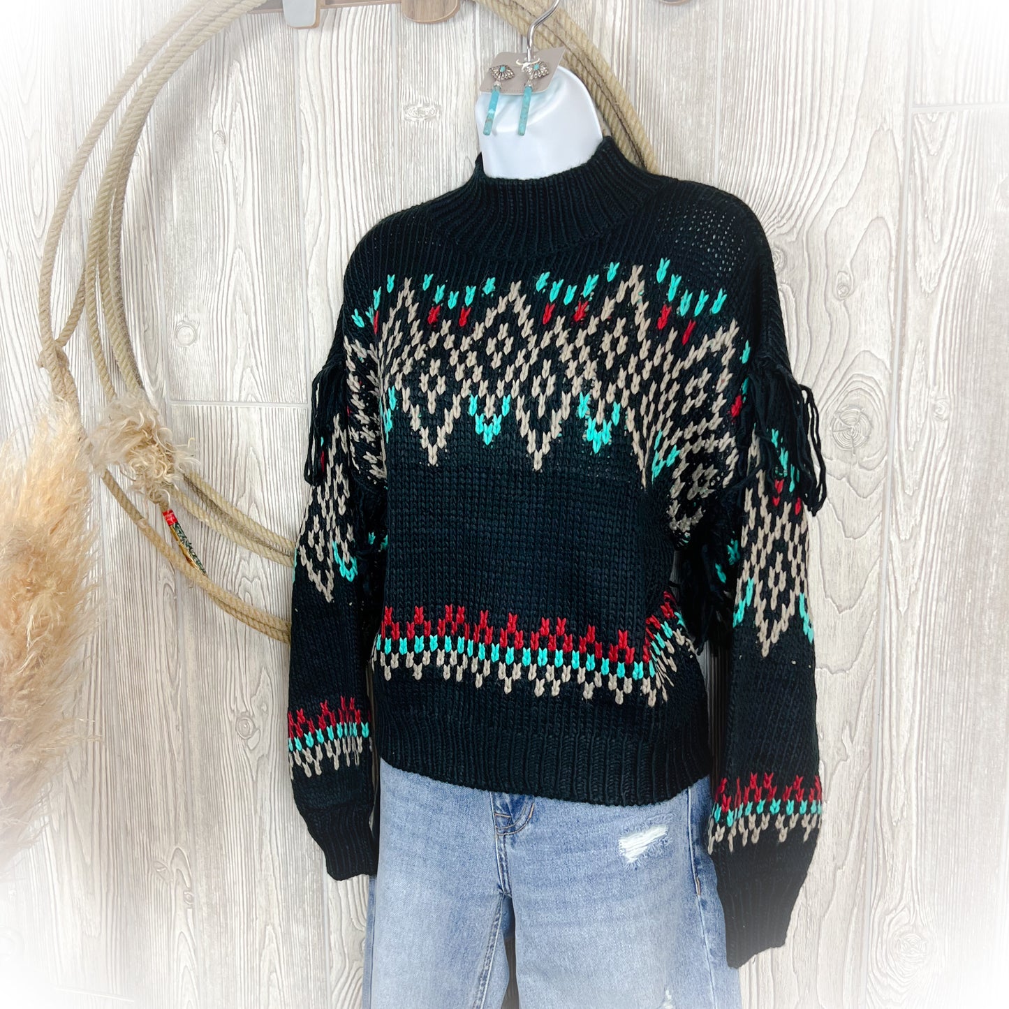 Western Mock Turtleneck Sweater