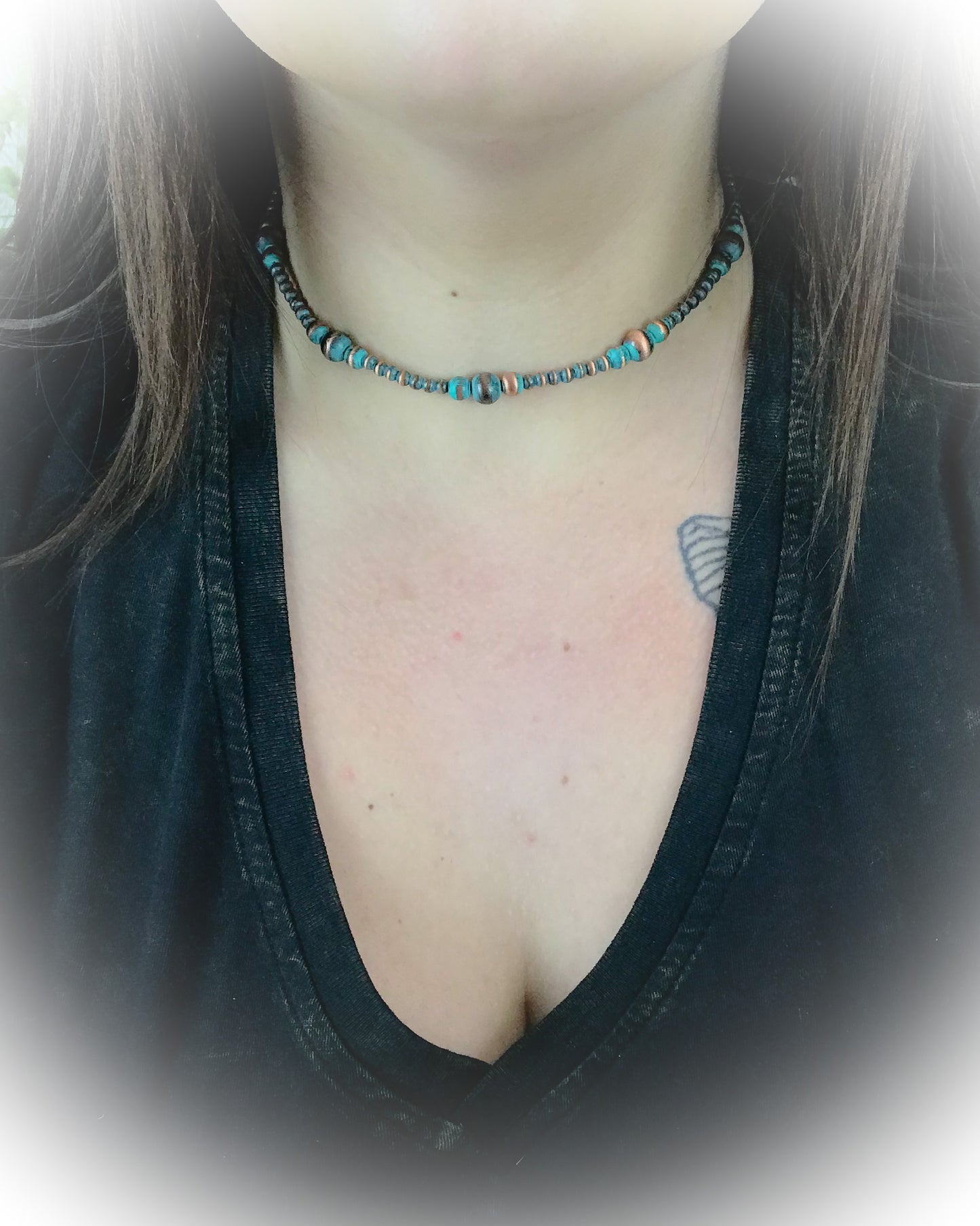 patina faux navajo pearl chocker necklace | punchy cactus | western boutique | western necklace