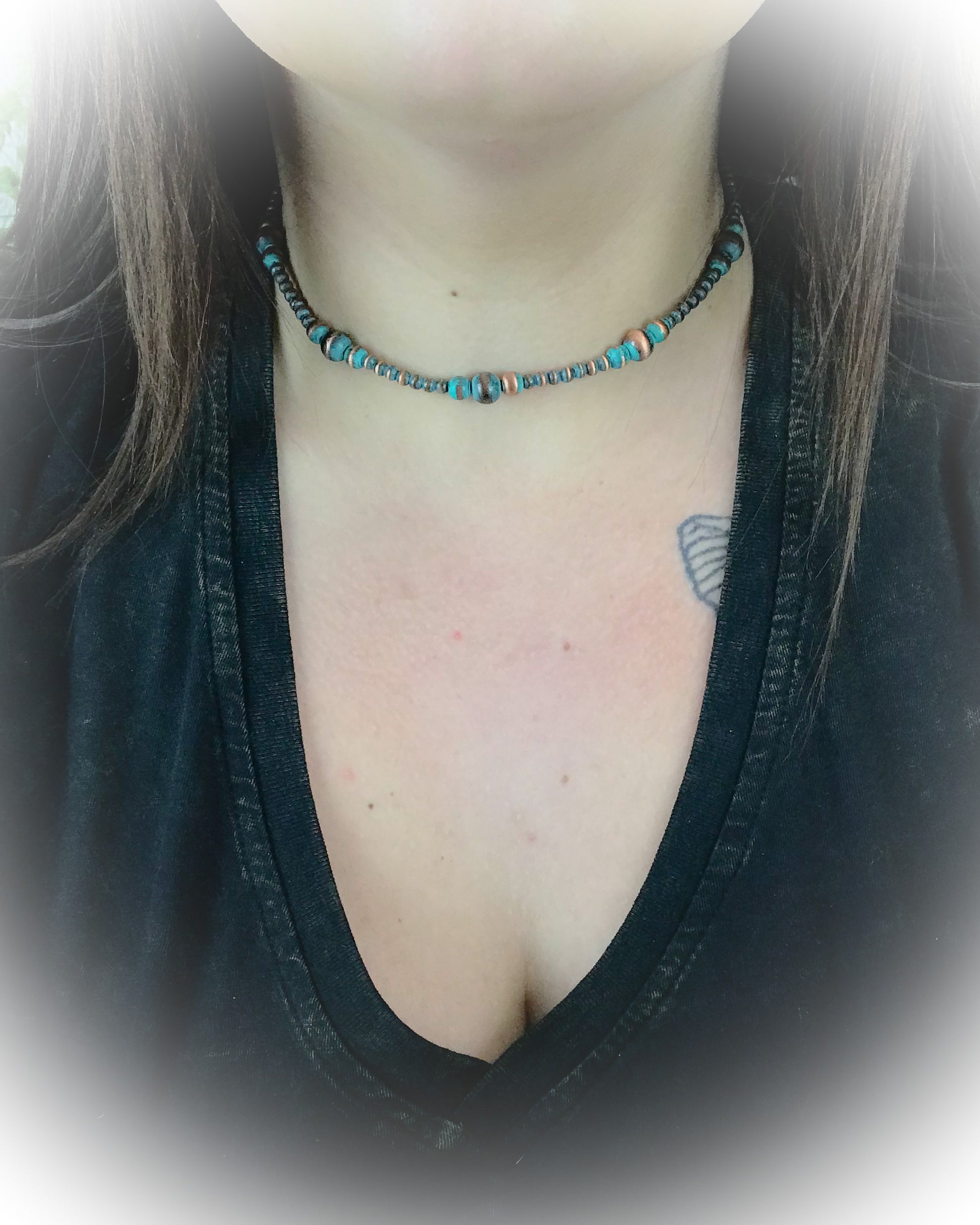 patina faux navajo pearl chocker necklace | punchy cactus | western boutique | western necklace