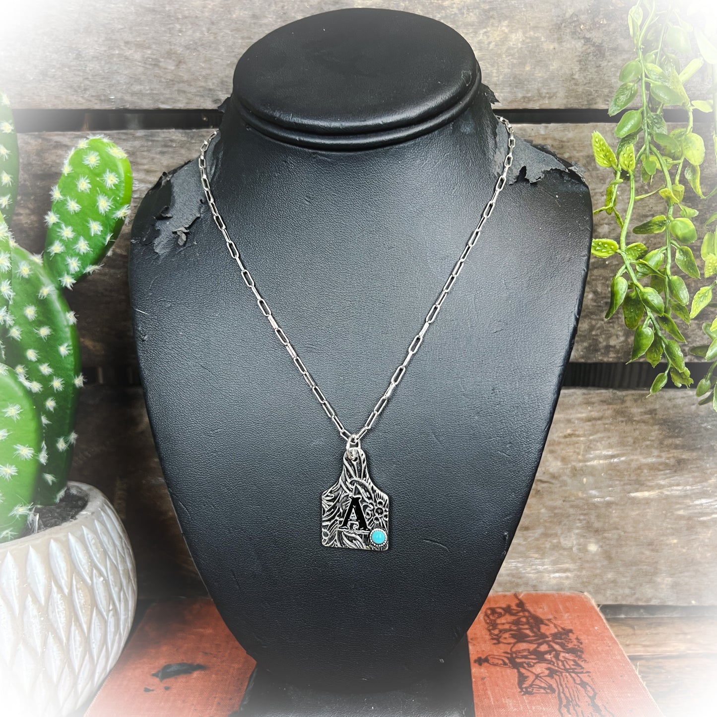 western cow tag initial necklace | punchy cactus | western boutique | western jewelry | western jewelry