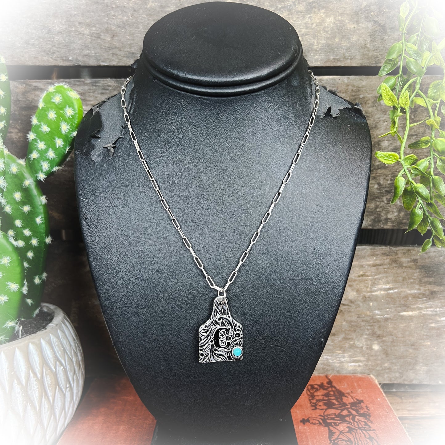 western cow tag initial necklace | punchy cactus | western boutique | western jewelry | western jewelry