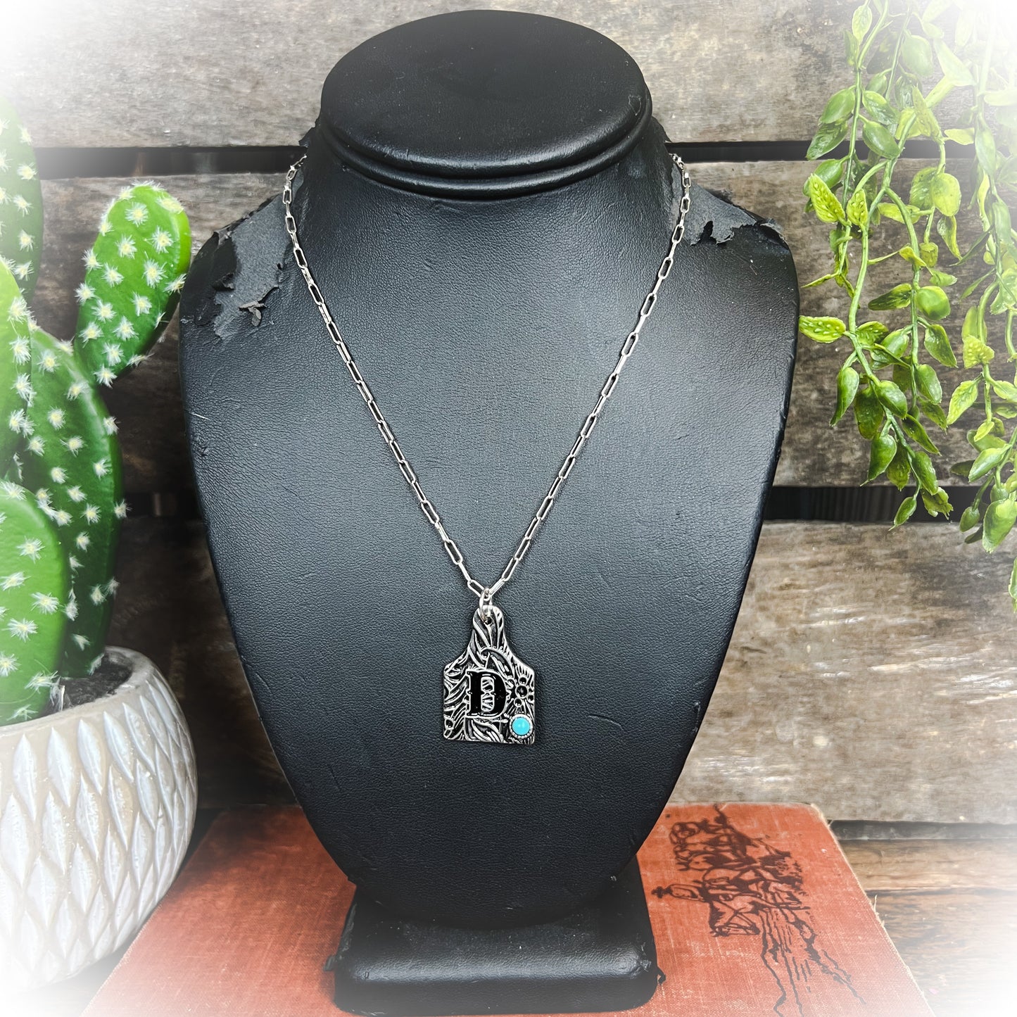 western cow tag initial necklace | punchy cactus | western boutique | western jewelry | western jewelry
