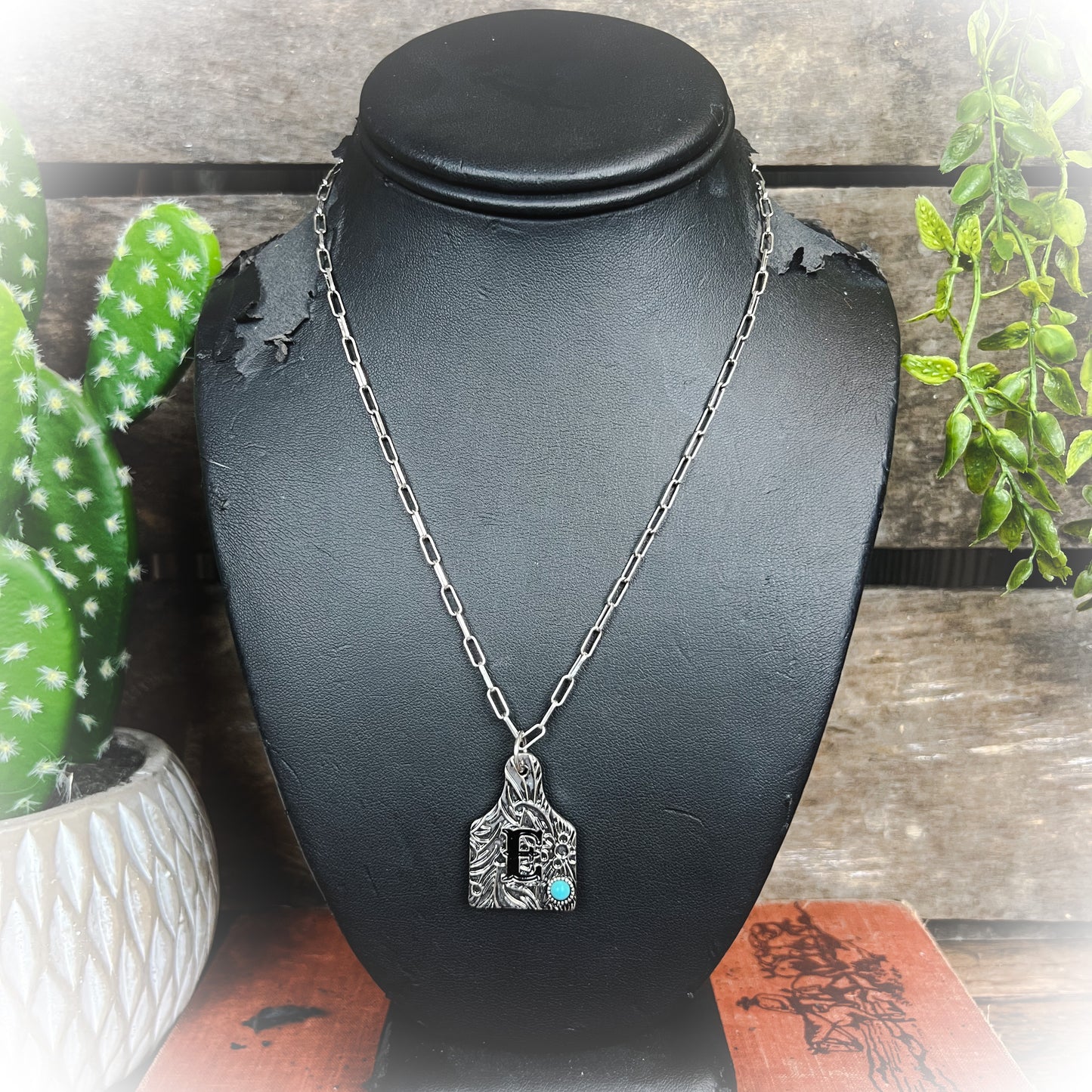western cow tag initial necklace | punchy cactus | western boutique | western jewelry | western jewelry