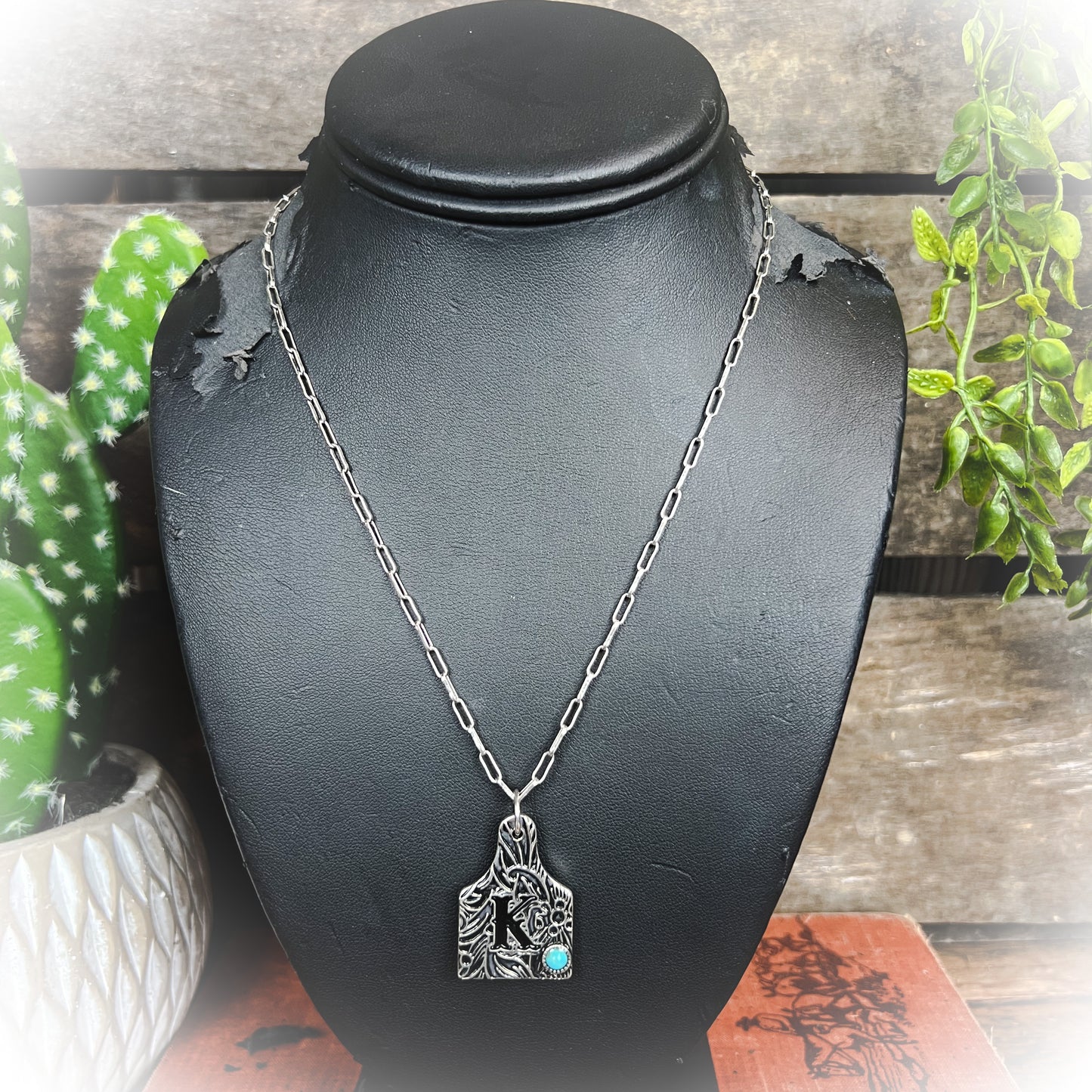 western cow tag initial necklace | punchy cactus | western boutique | western jewelry | western jewelry