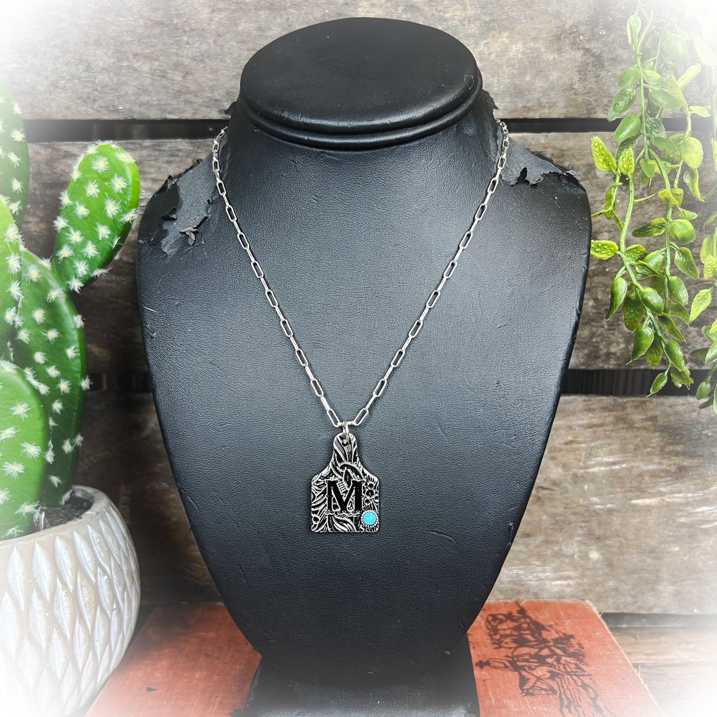 western cow tag initial necklace | punchy cactus | western boutique | western jewelry | western jewelry