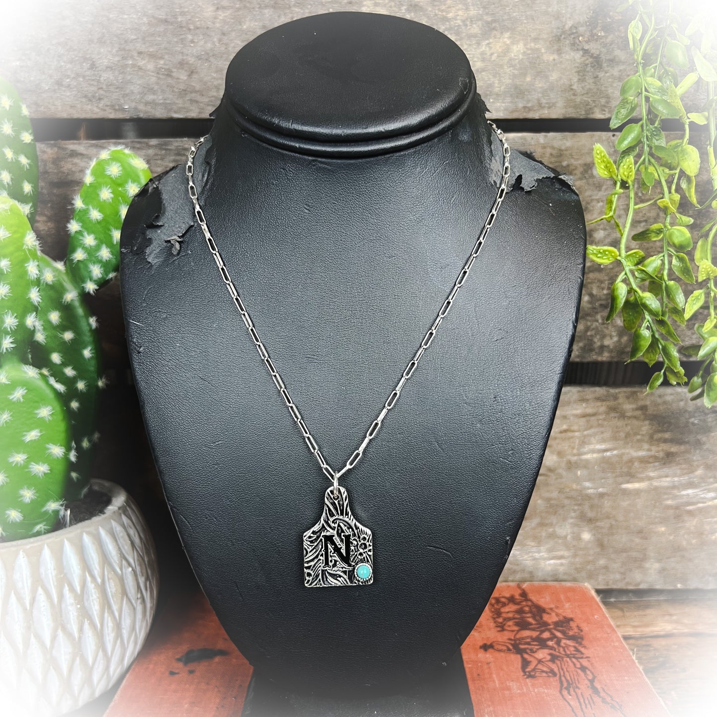 western cow tag initial necklace | punchy cactus | western boutique | western jewelry | western jewelry