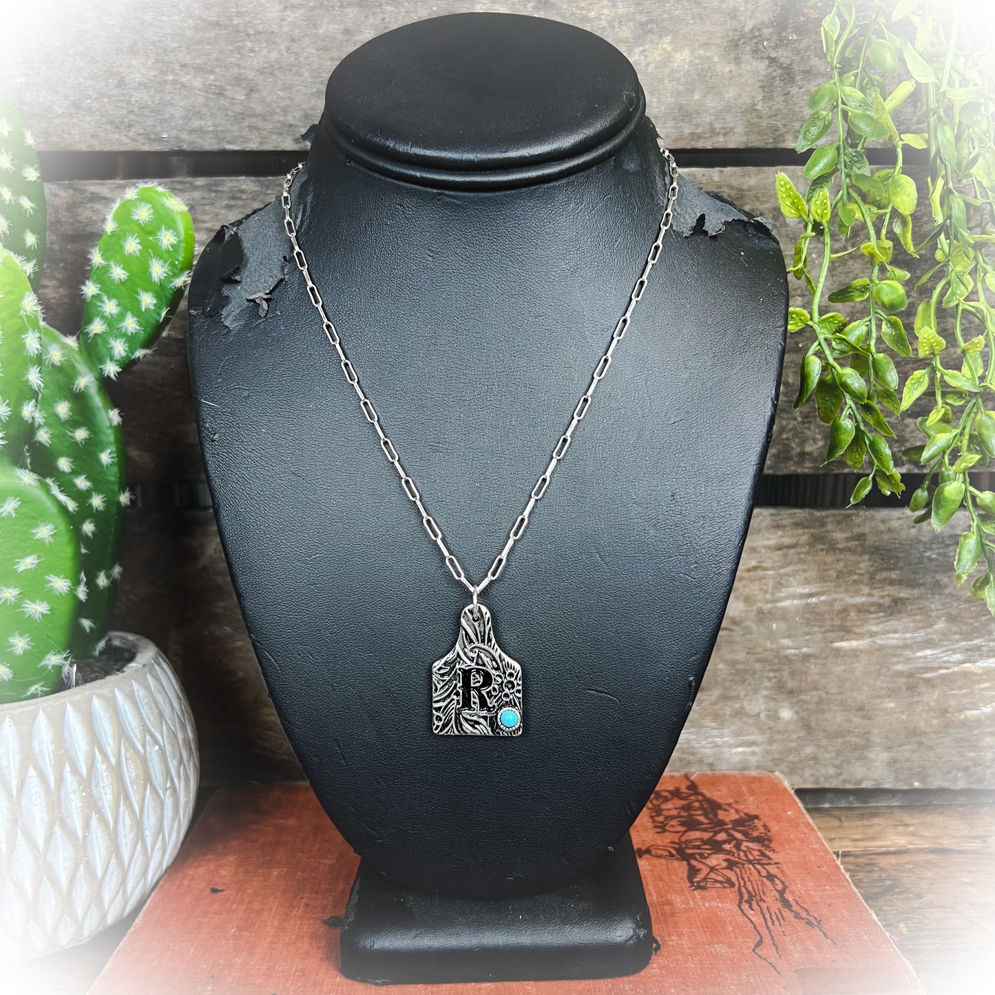 western cow tag initial necklace | punchy cactus | western boutique | western jewelry | western jewelry
