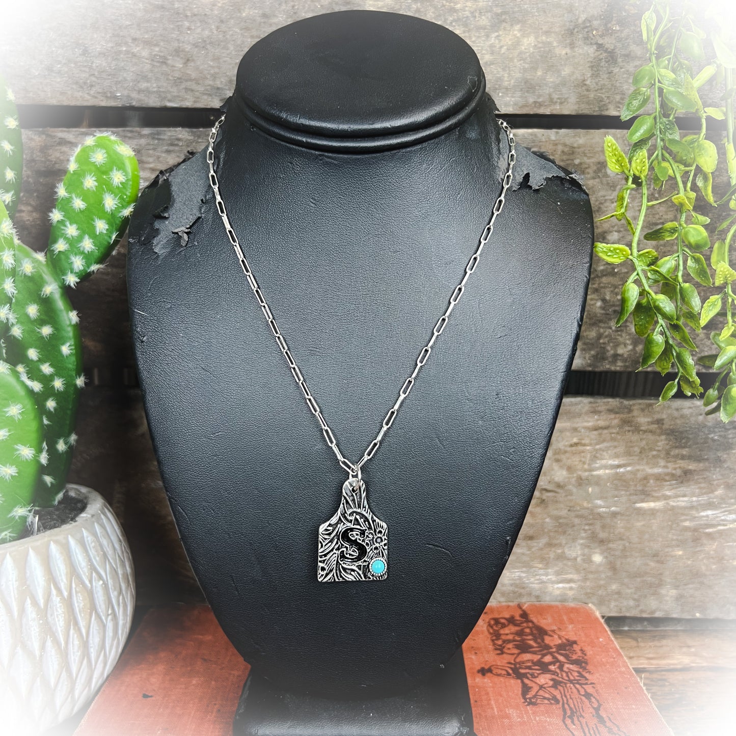 western cow tag initial necklace | punchy cactus | western boutique | western jewelry | western jewelry