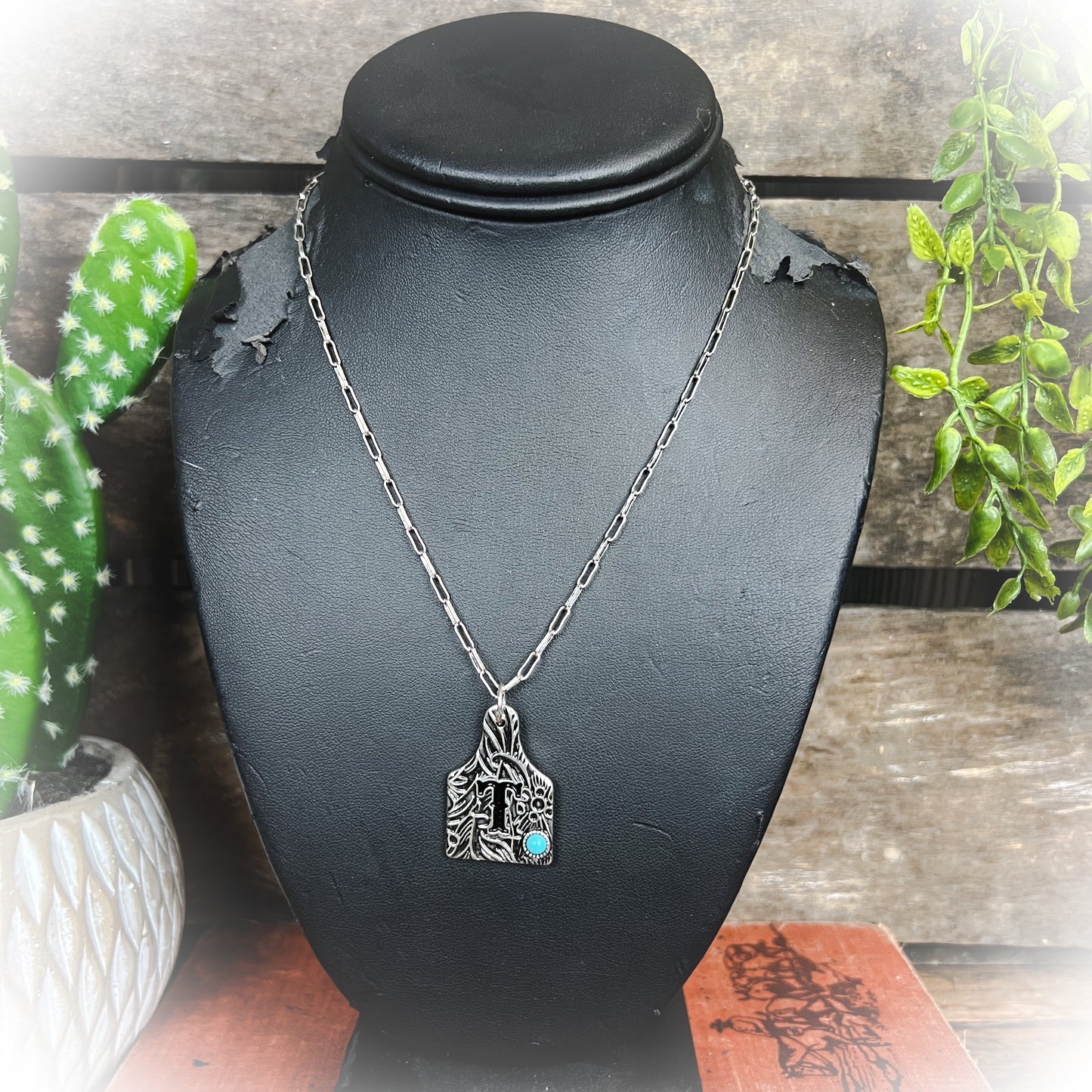western cow tag initial necklace | punchy cactus | western boutique | western jewelry | western jewelry