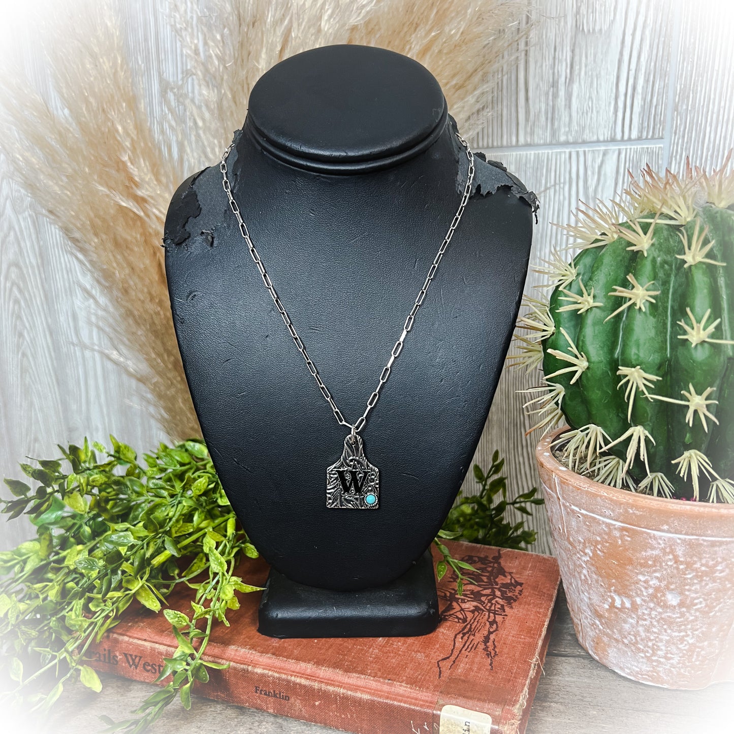 western cow tag initial necklace | punchy cactus | western boutique | western jewelry | western jewelry