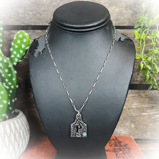 western cow tag initial necklace | punchy cactus | western boutique | western jewelry | western jewelry