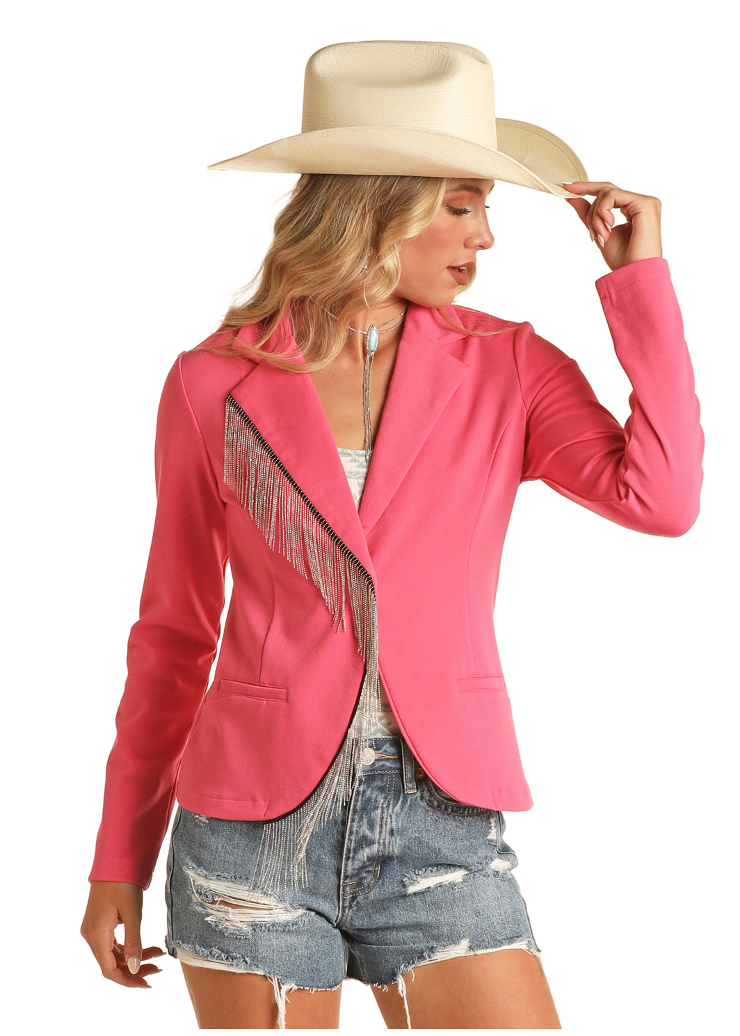 Hot Pink Fringe Blazer